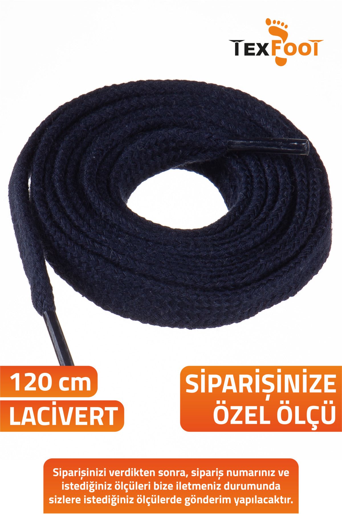 TexFoot Yassı Pamuk Ayakkabı Bağcığı – Dayanıklı 120 cm Spor ve Günlük Kullanım İçin