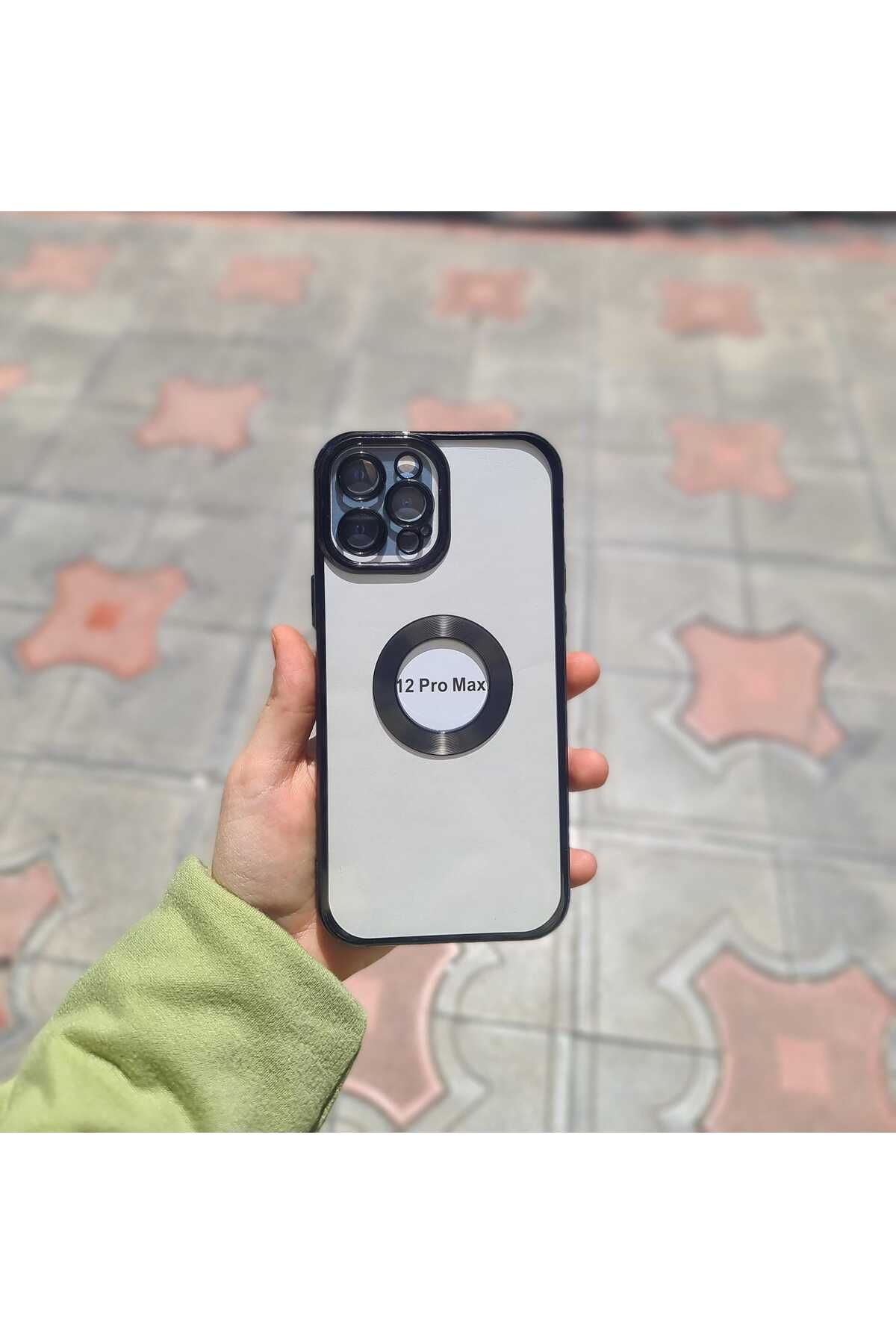 CEP-HANE Apple İphone 12 Pro Max Köşeleri Renkli Lüx Sade Şeffaf Magsafe Görünümlü Kılıf Modelleri