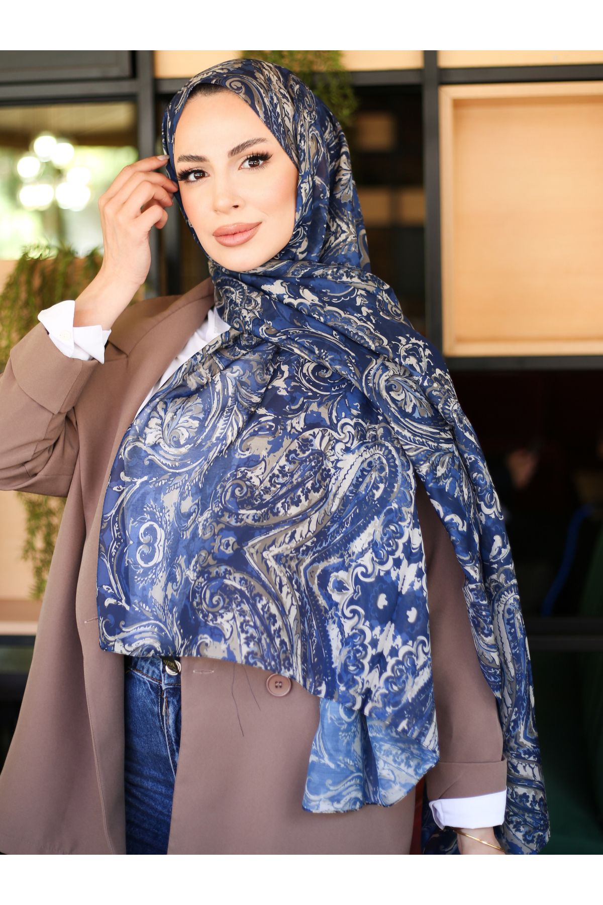 efdal şal eşarp Flora Desen Hint Pamuk Şal
