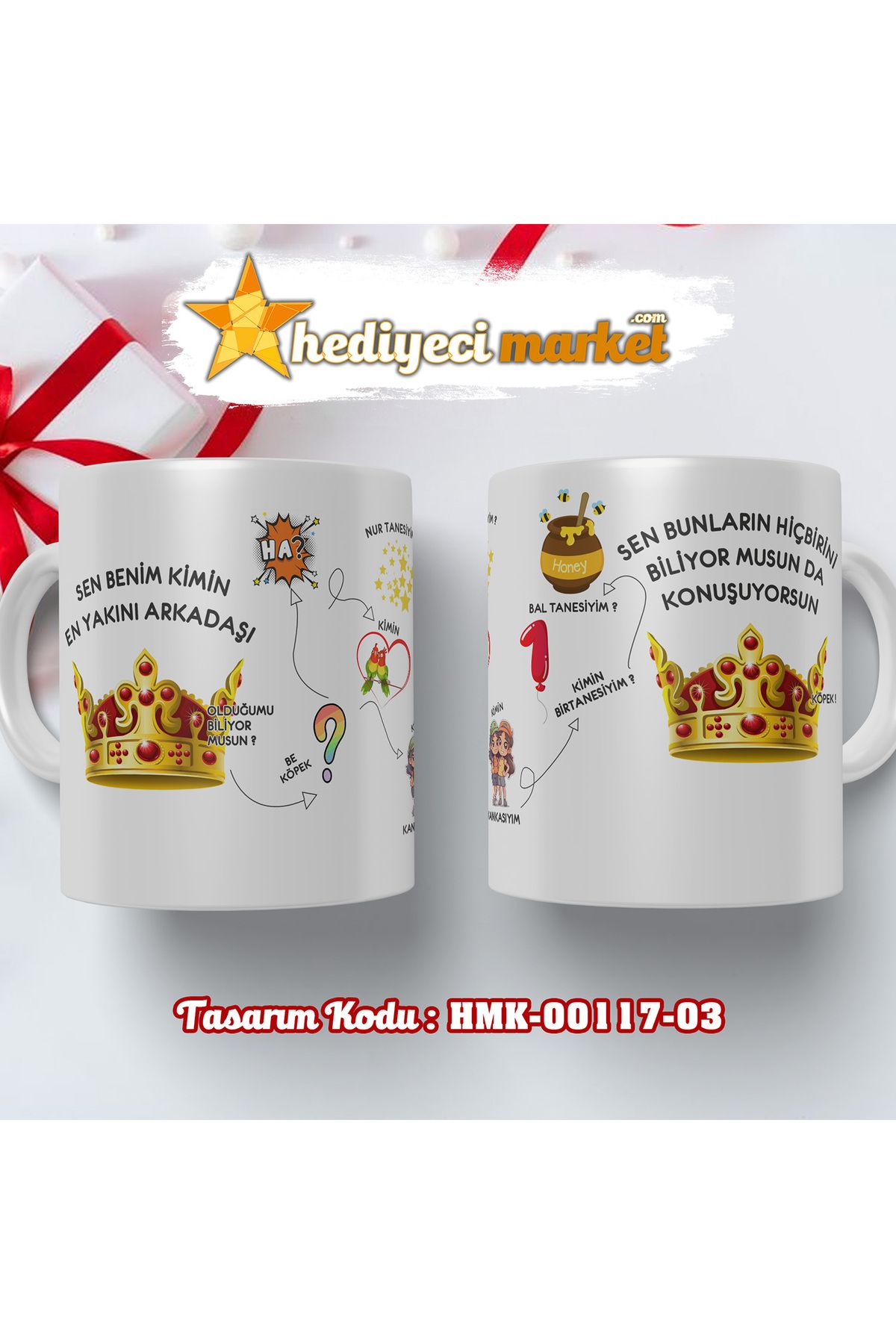 Hediyeci Market Prens Karakter Temalı Beyaz Kupa Bardak - HMK-00117-03 ve HMK-00117-04