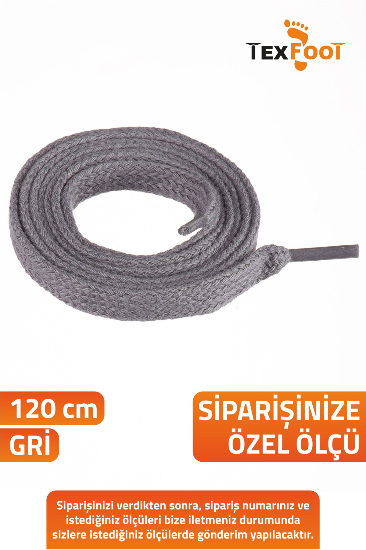 TexFoot Yassı Pamuk Ayakkabı Bağcığı – Dayanıklı 120 cm Spor ve Günlük Kullanım İçin