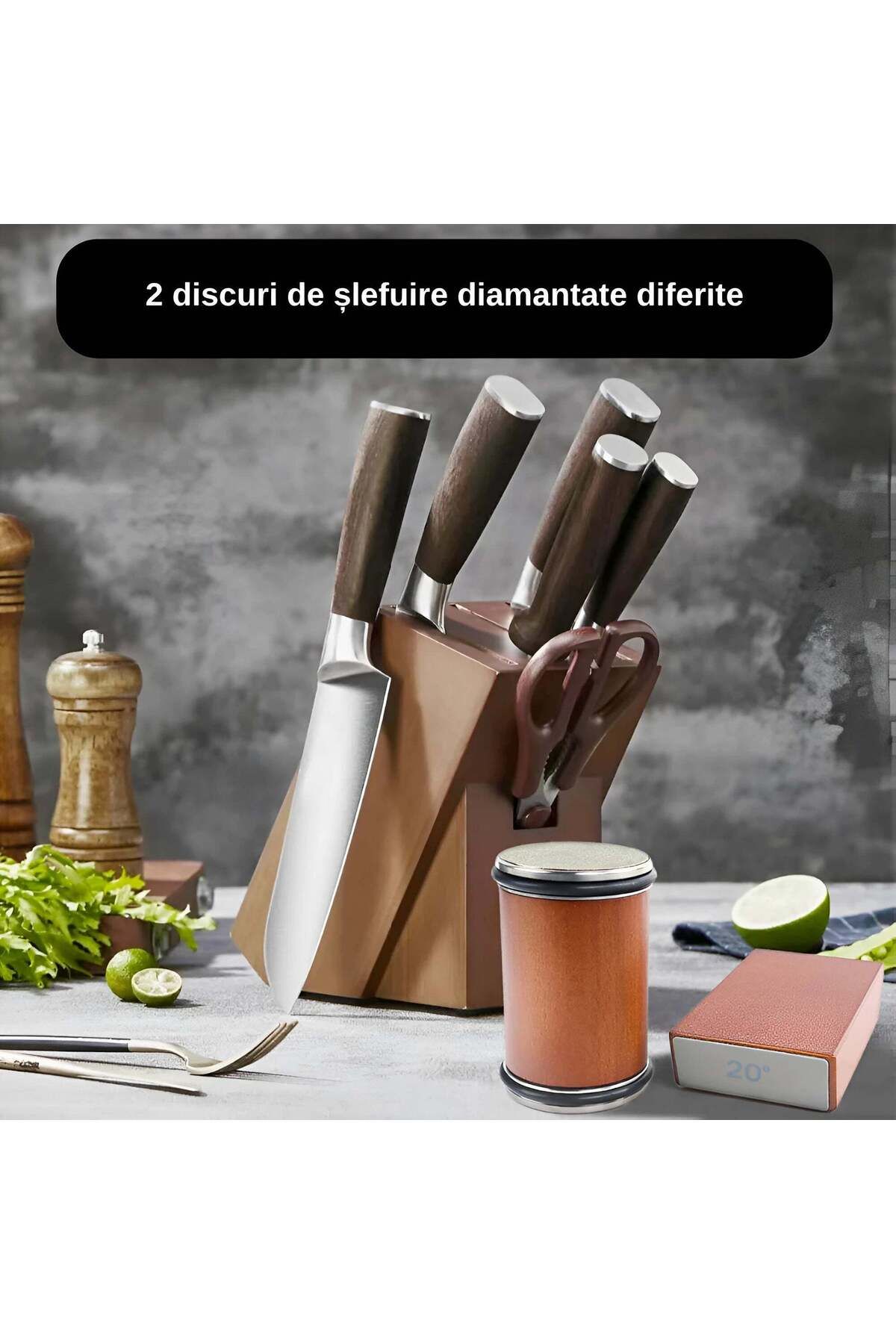 Köken-Knife Sharpening Kit With Rolling System, Diamond Sharpening Stone, 2 Angles 15°/20°, Wood 8