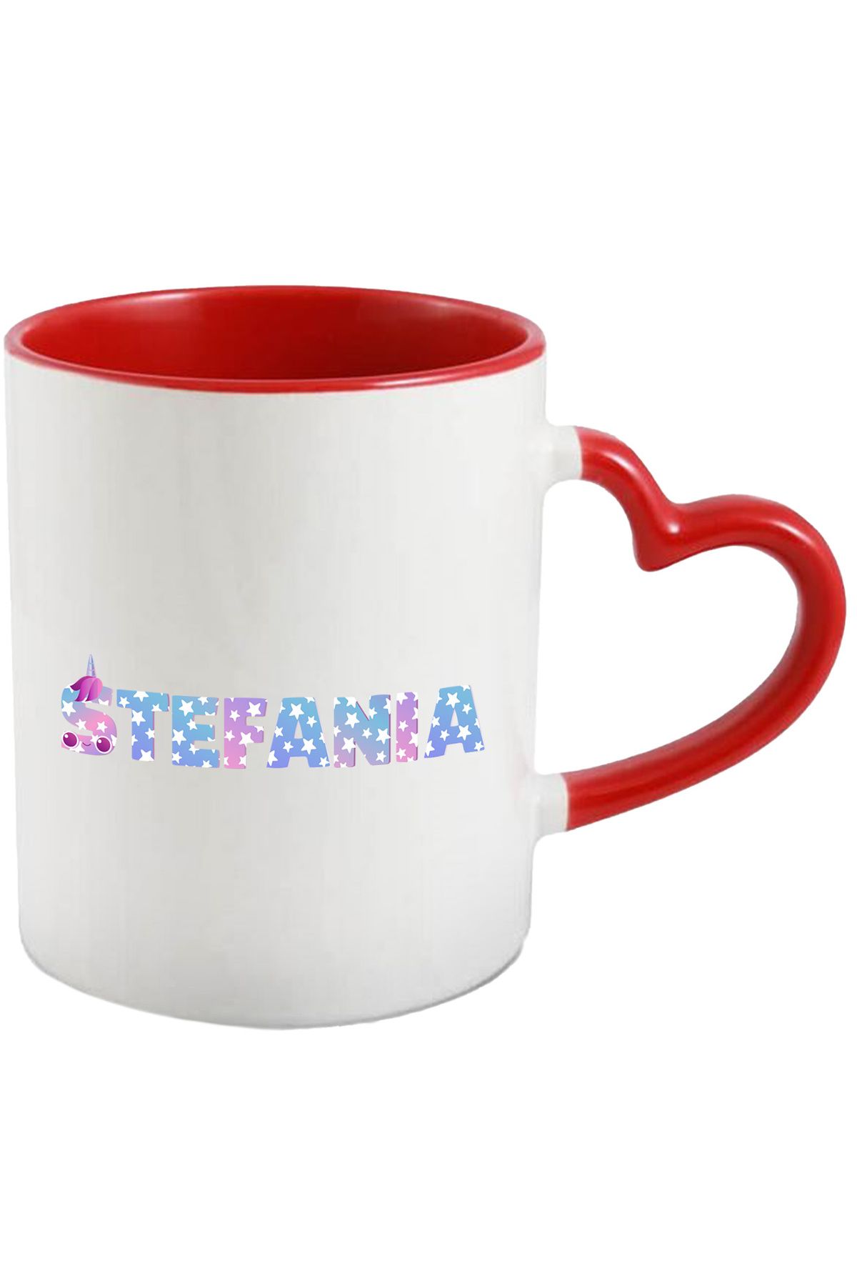 StoryGift Romania Cana Cu Numele Stefania, Unicorn, Printesa, Fairytale, Dragut, 330ml, Ceramica C, Cu Maner Inim Stg - One Size