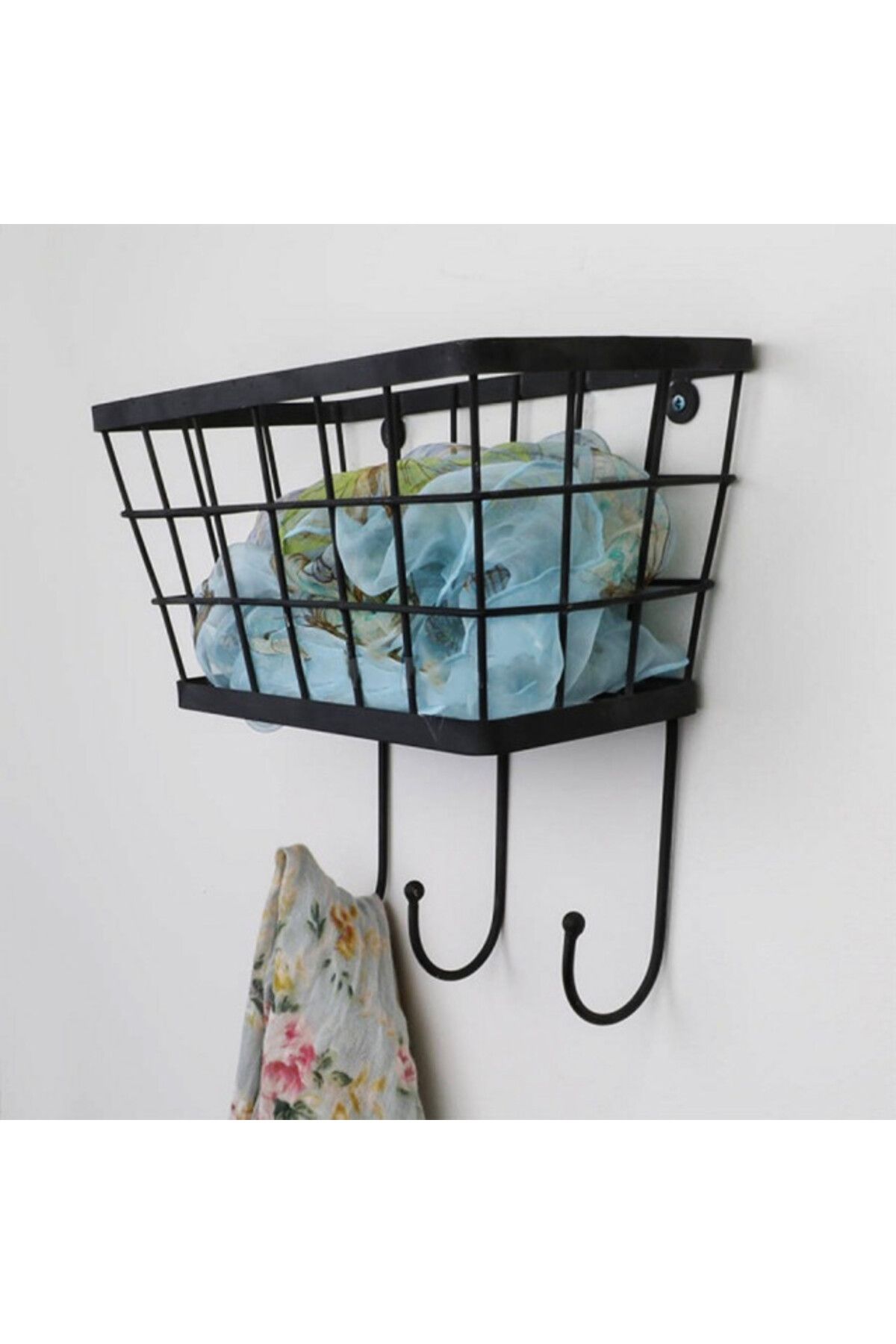 PUFO-Shelf with support and hooks for organizing and storing spices, kitchen utensils or bathroom items 3