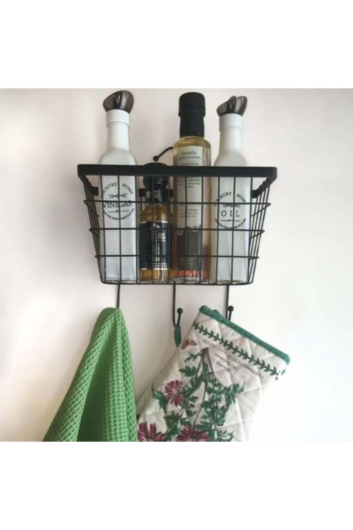 PUFO-Shelf with support and hooks for organizing and storing spices, kitchen utensils or bathroom items 2