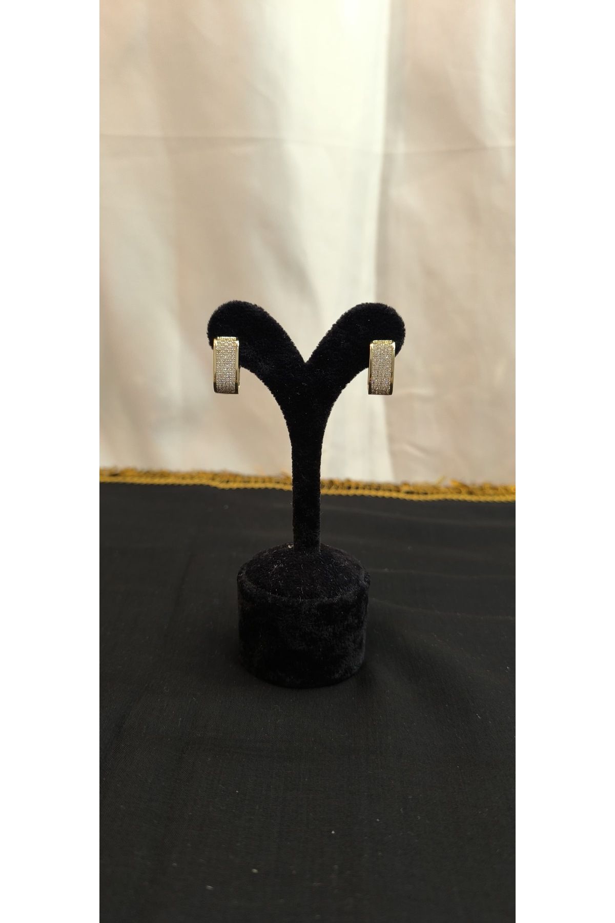 Zirconium Işıltılı dikdörtgen kesim zirkon taşlı Gold küpe paslanmaz Çelik şık hediyelik takı