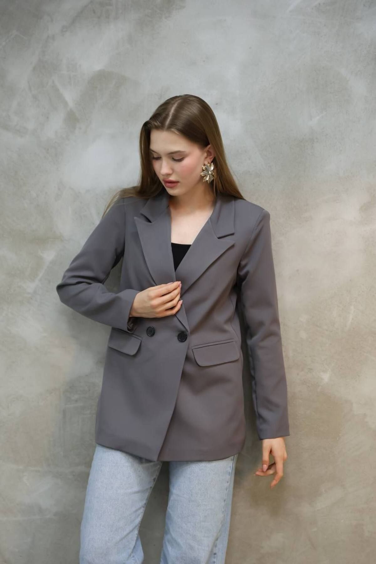ZF BUTİK Kadın Tek Düğmeli Blazer Ceket