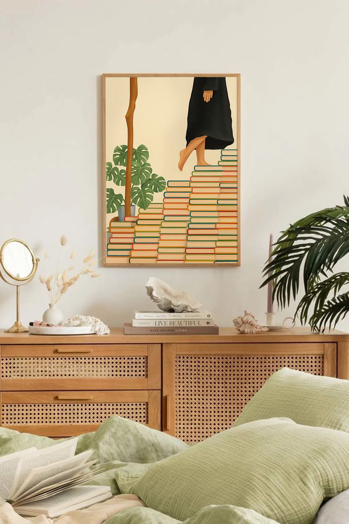 Dekorsiahome Tek Parça Ahşap Çerçeveli Oturma Odası Salon Mutfak Tablo TK0194