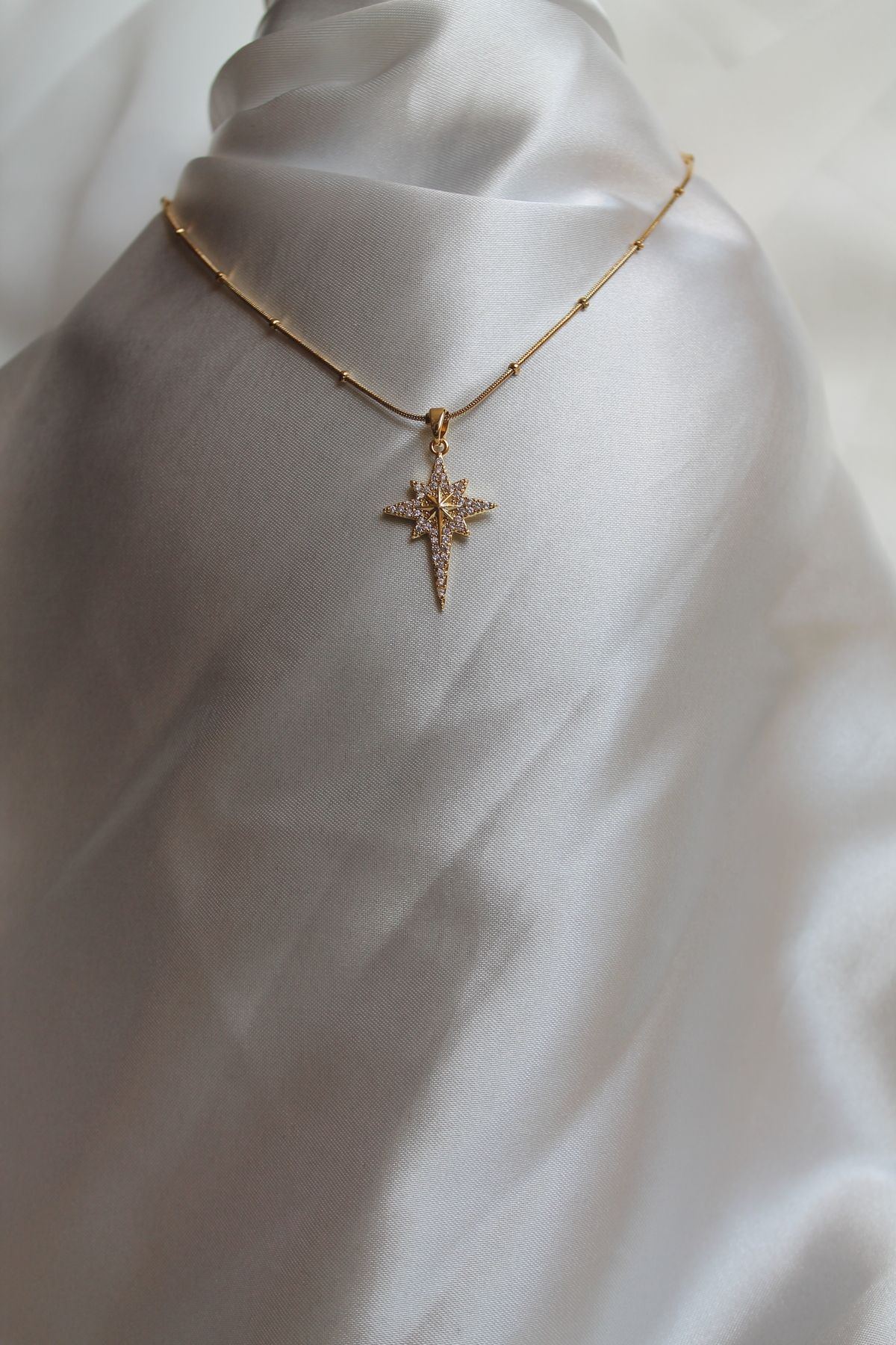 TEDDY JEWELLRY Taşlı Kutup Yıldızı Çelik Kolye