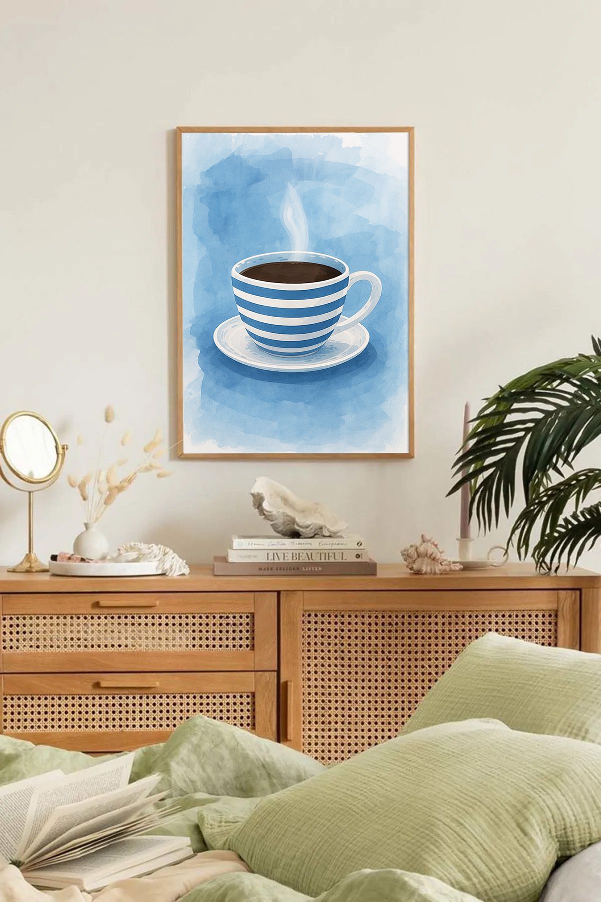 Dekorsiahome Tek Parça Ahşap Çerçeveli Oturma Odası Salon Mutfak Tablo TK0170