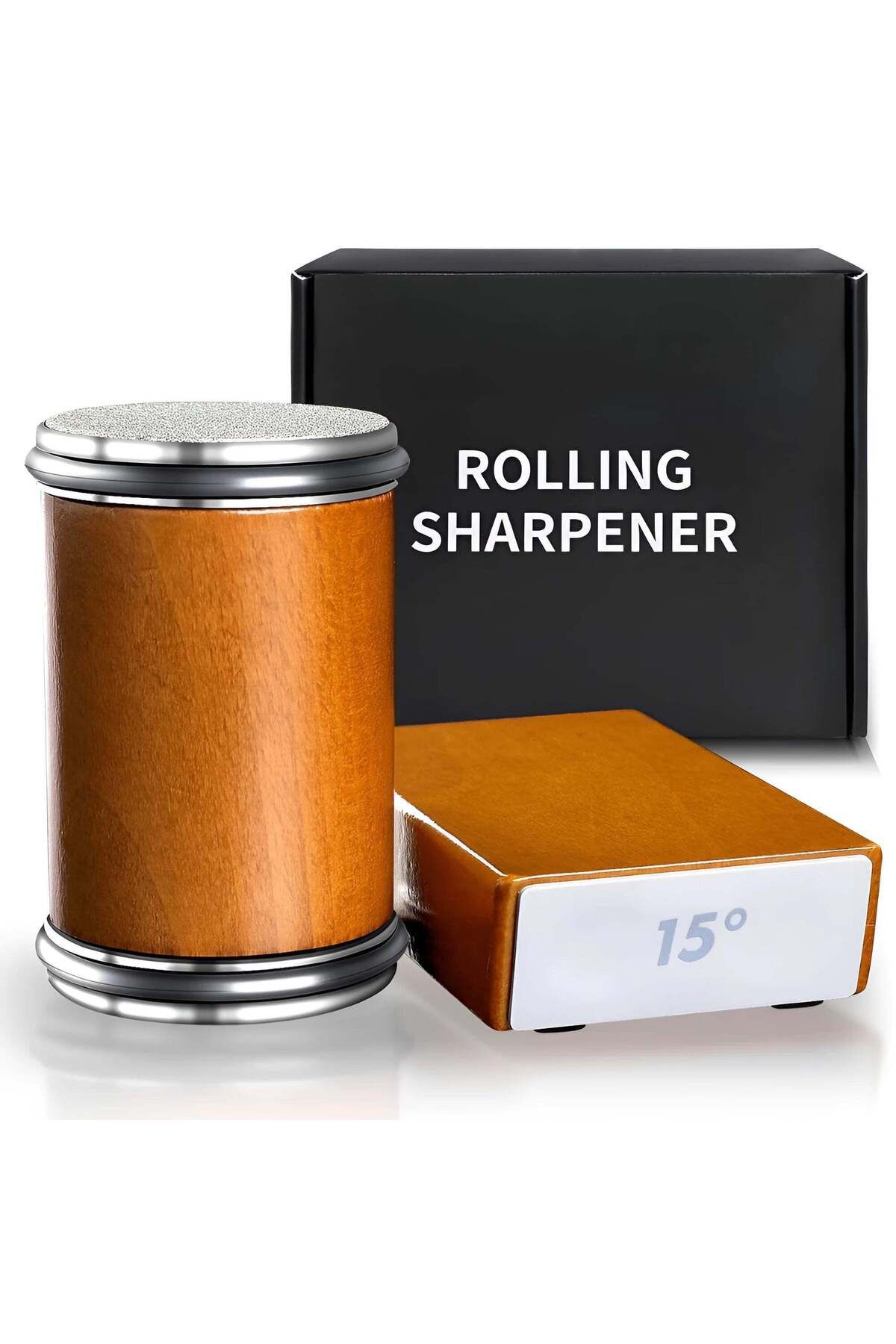 Köken-Knife Sharpening Kit With Rolling System, Diamond Sharpening Stone, 2 Angles 15°/20°, Wood 12