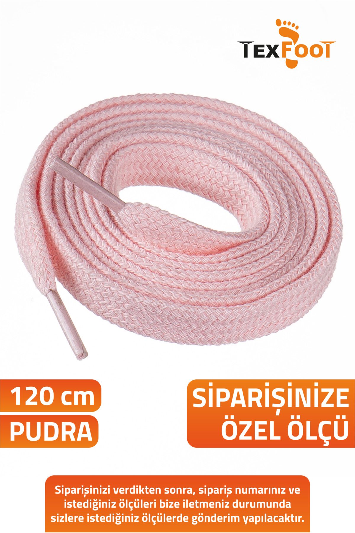 TexFoot Yassı Pamuk Ayakkabı Bağcığı – Dayanıklı 120 cm Spor ve Günlük Kullanım İçin