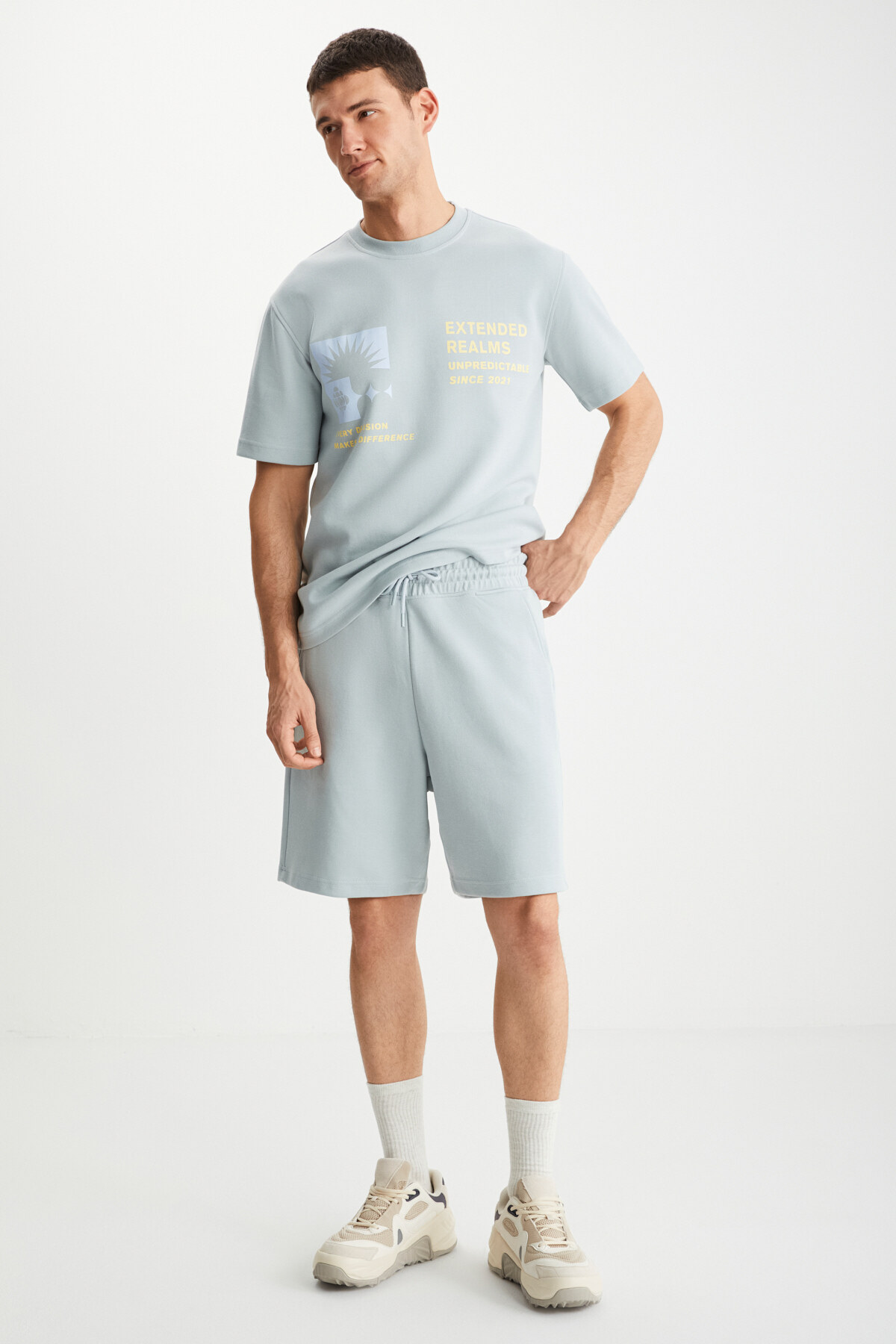 GRIMELANGE  RAMADANP009 Erkek 75% Pamuk 25% Polyester Mavi Şort - Görsel 4