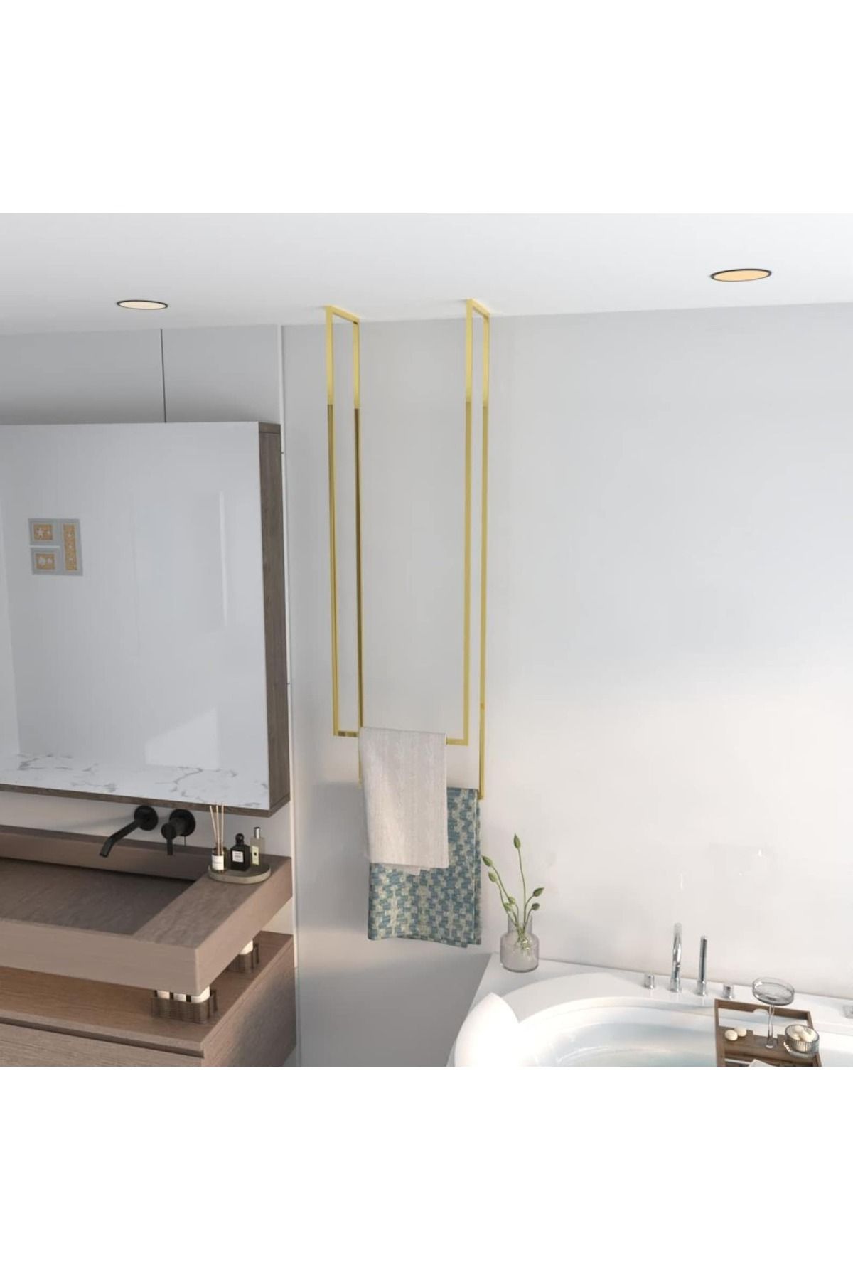 Nindes Dekoratif Metal Banyo Düzenleyici - Metal Açık Havluluk - Metal Organizer - 14