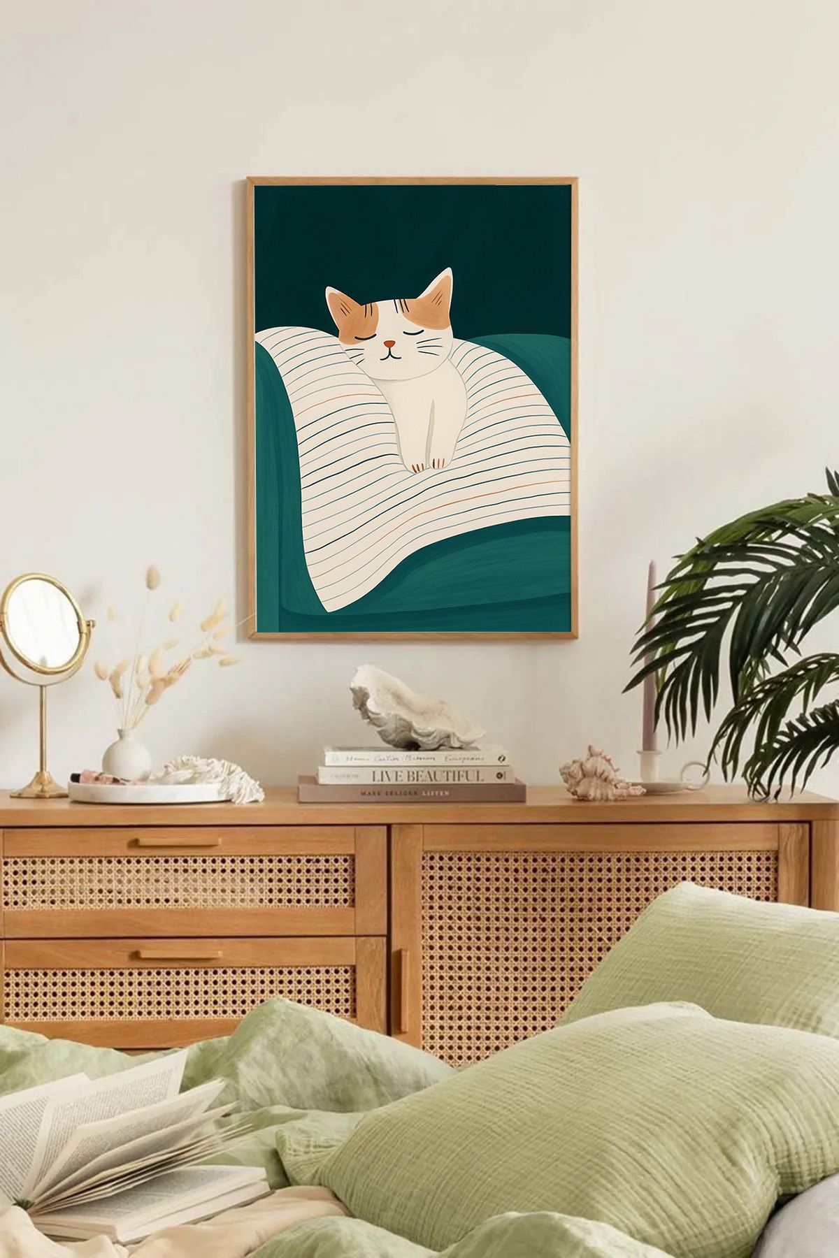 Dekorsiahome Tek Parça Ahşap Çerçeveli Oturma Odası Salon Mutfak Tablo TK0161