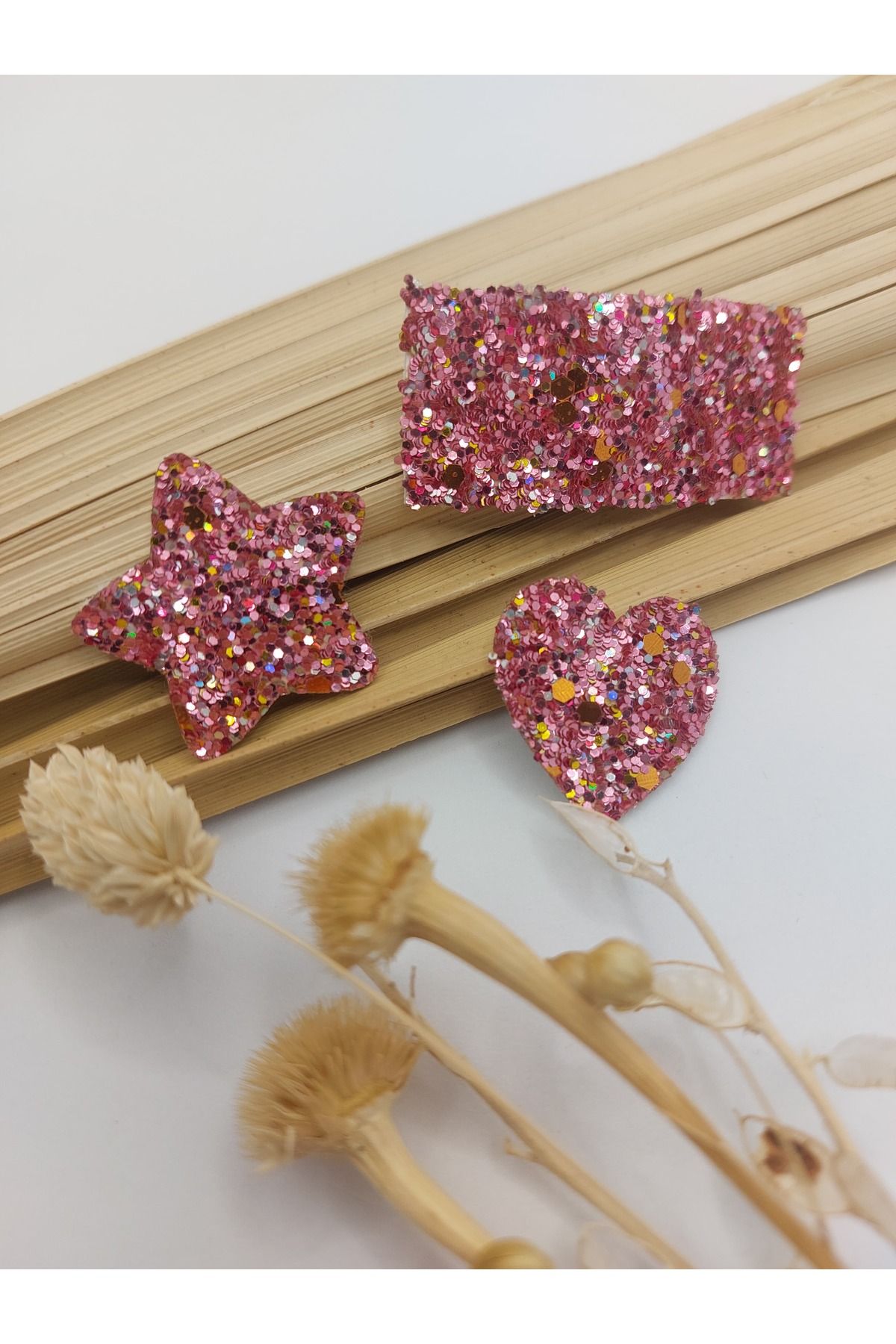 AsRa Accessories 3'lü glitter saçsız bebek tokası seti
