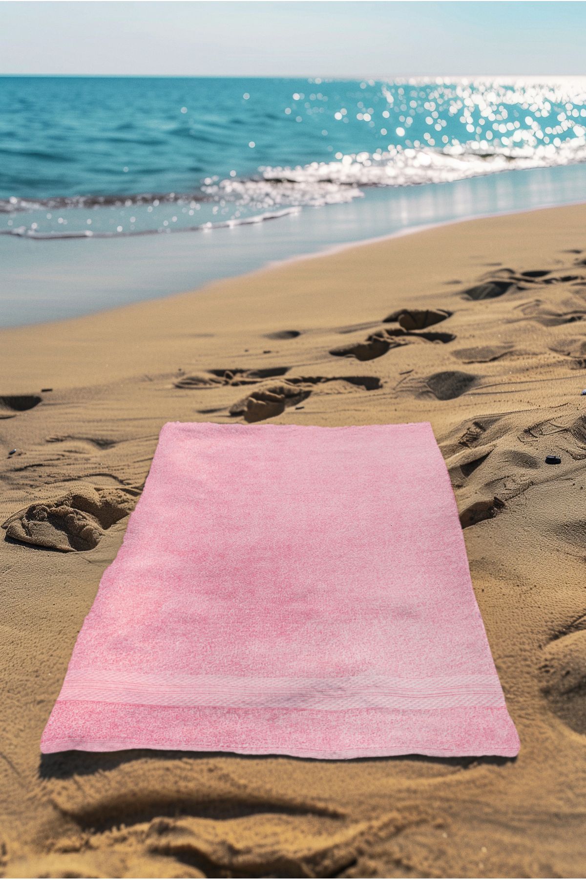 Ellaline Pembe Plaj Havlusu %100 Pamuk Sertifikalı Deniz & Havuz Havlu 70x130cm