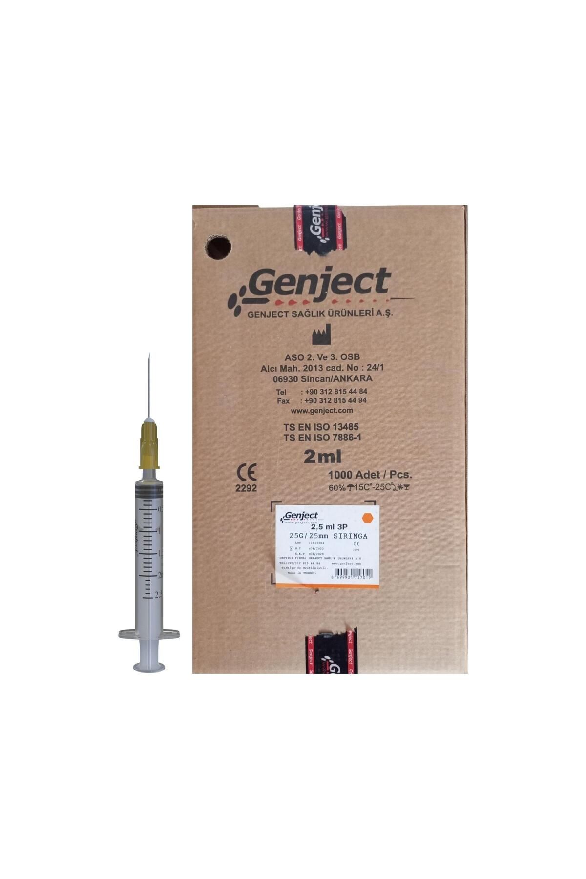 Genject - 2.5 ML 3P 25G TURUNCU 25MM AŞI ENJEKTÖRÜ - 1000 ADET