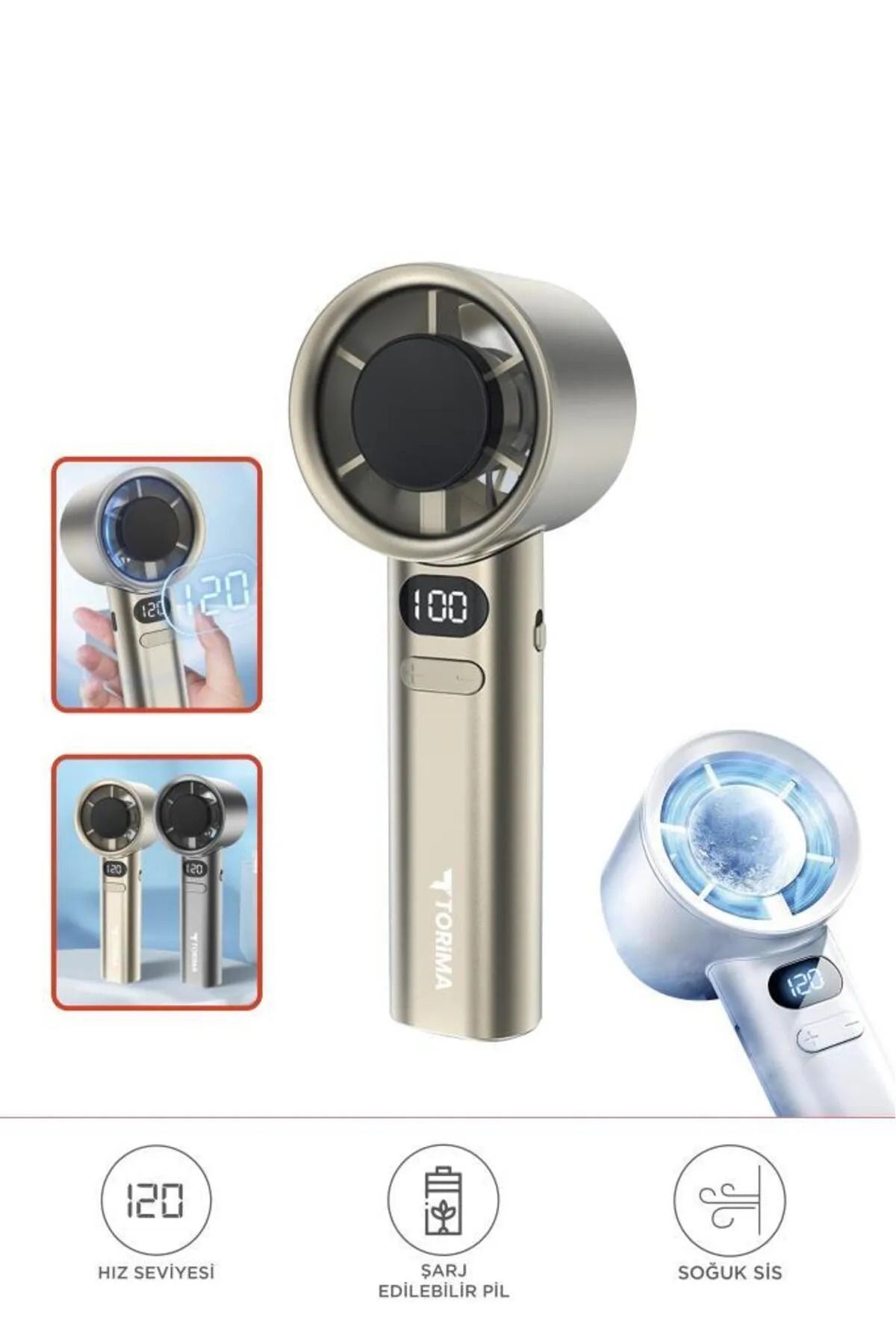 MASLİNG Dijital Ekranlı El fanı Masa fanı 120 Hız Ayarlı Taşınabilir Mini Fan vantilatör MAS-82