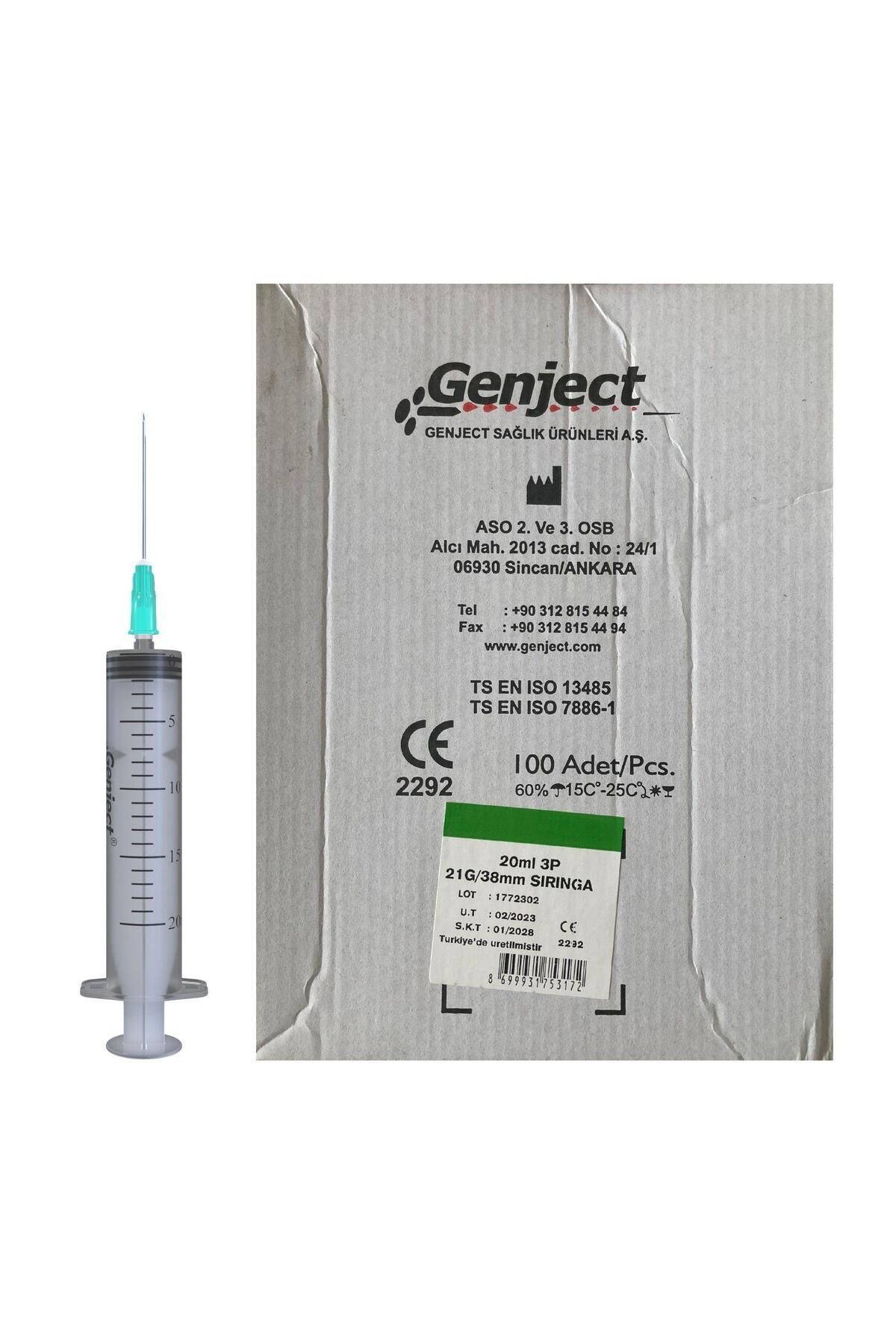 Genject - 20 ML 3PARÇA 21G 0.80X38MM ENJEKTÖR - 100 ADET