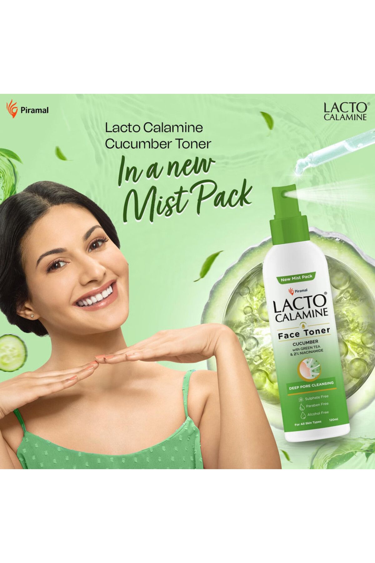 Lacto Calamine-Face Toner Cucumber with Green Tea 120 ml 3