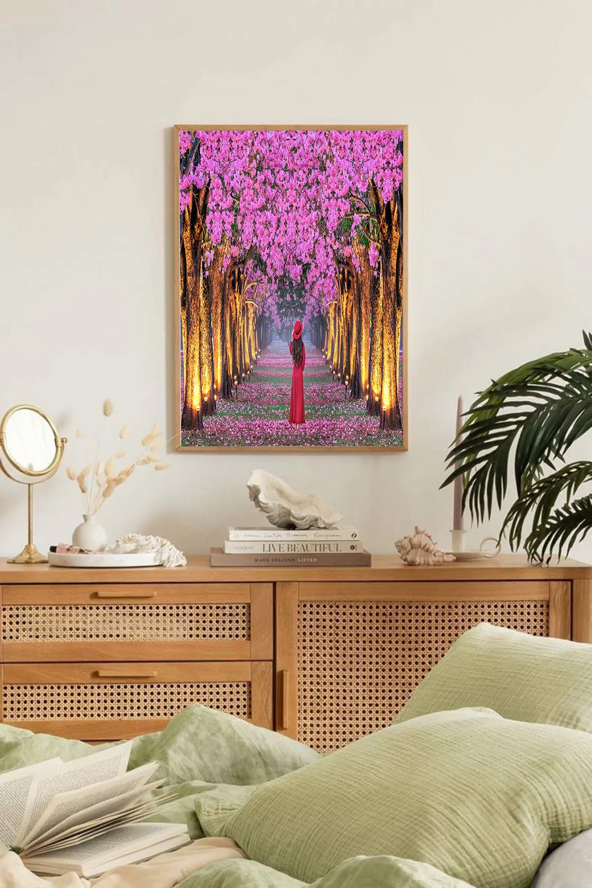 Dekorsiahome Tek Parça Ahşap Çerçeveli Oturma Odası Salon Mutfak Tablo TK0153