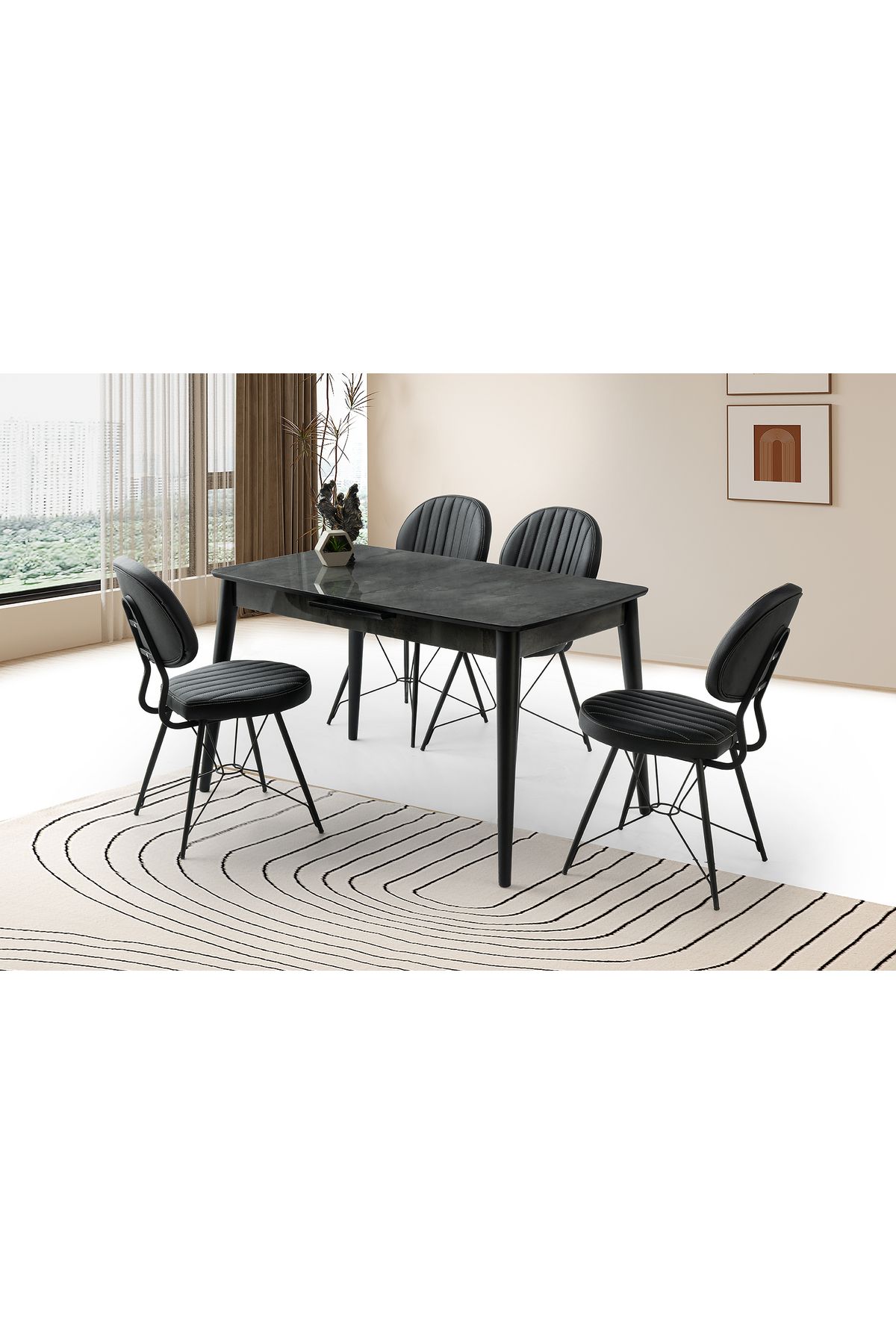 Levent Mobilya Aksesuar MADRİD HG MASA, METAXİ SANDALYE, İRONY, 130x80