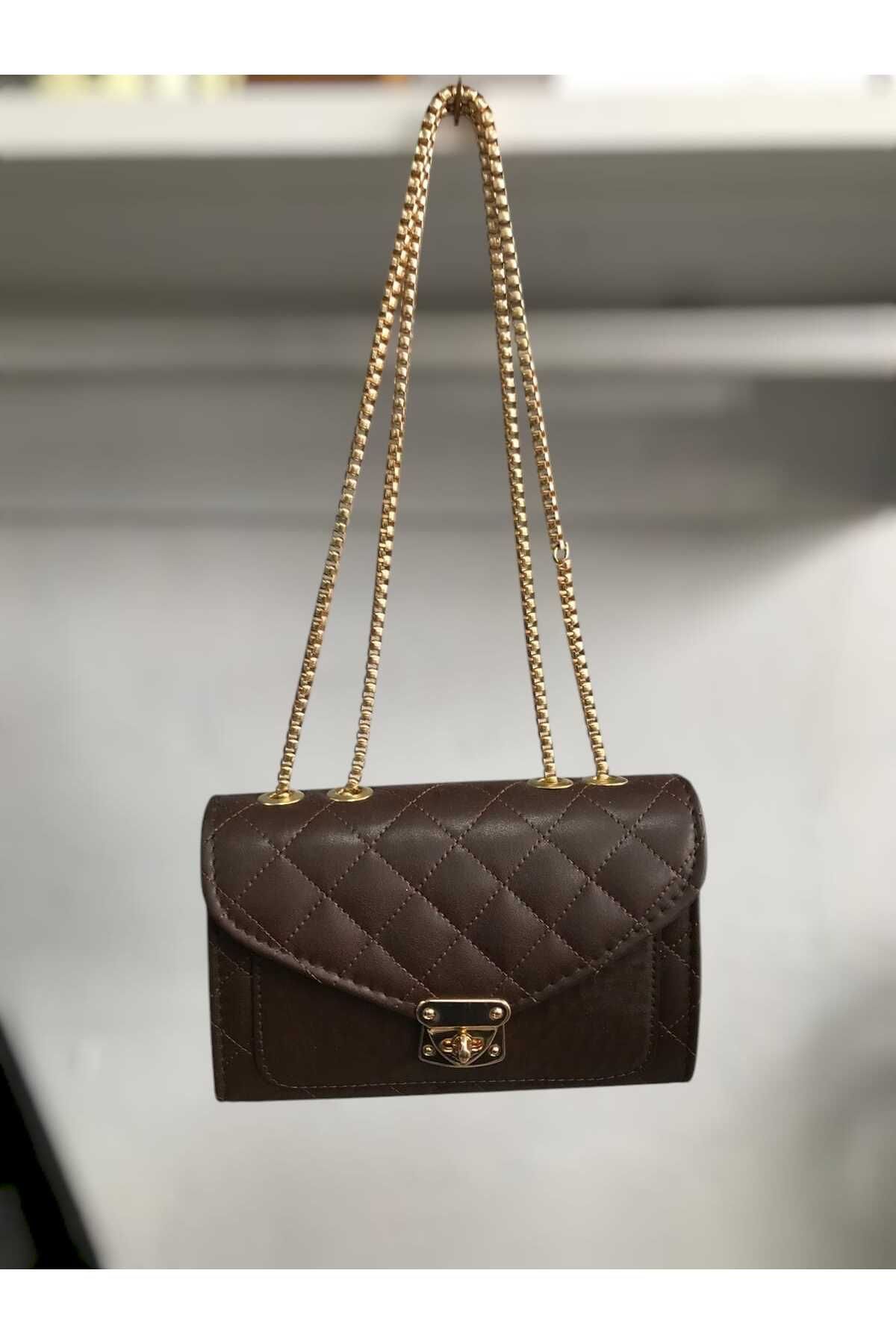 Zihni Leatherwork Kahverengi Zincir Askılı Kadın Omuz ve El Çantası