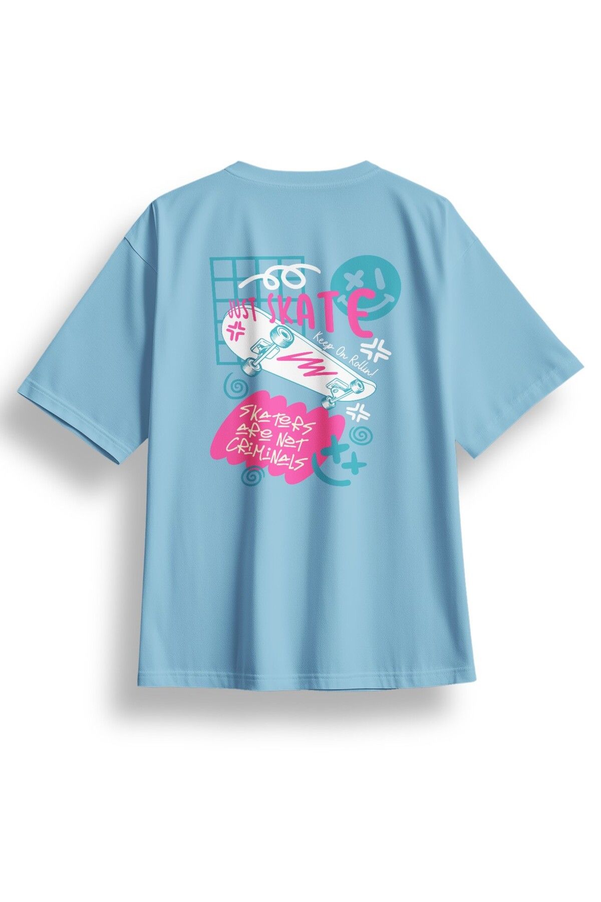 LUMARTA Oversize Just Skate Baskılı Tshirt