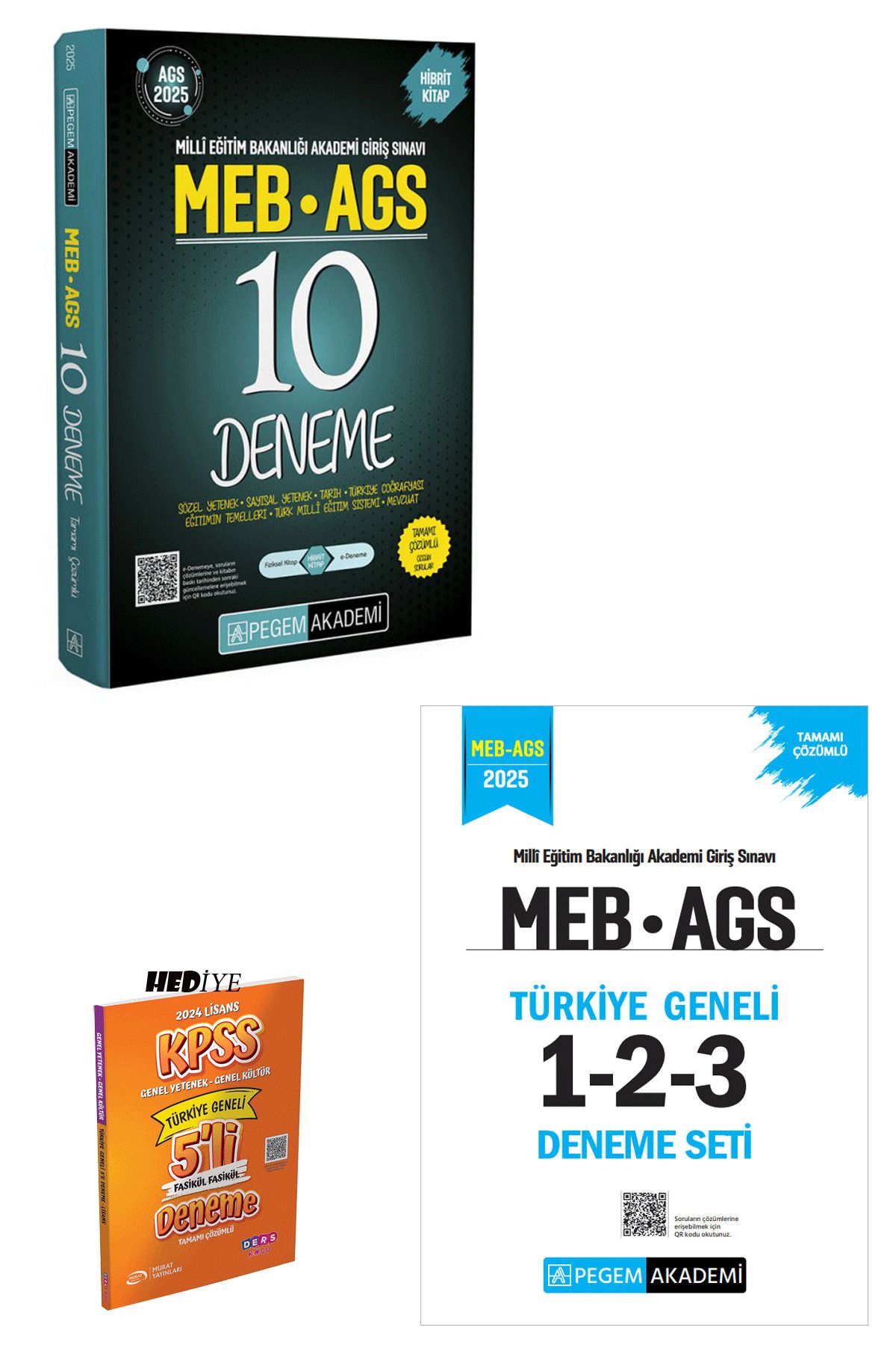 Pegem Akademi Yayıncılık 2025 MEB AGS Tamamı Çözümlü10'lu deneme ve 1-2-3 Deneme Seti