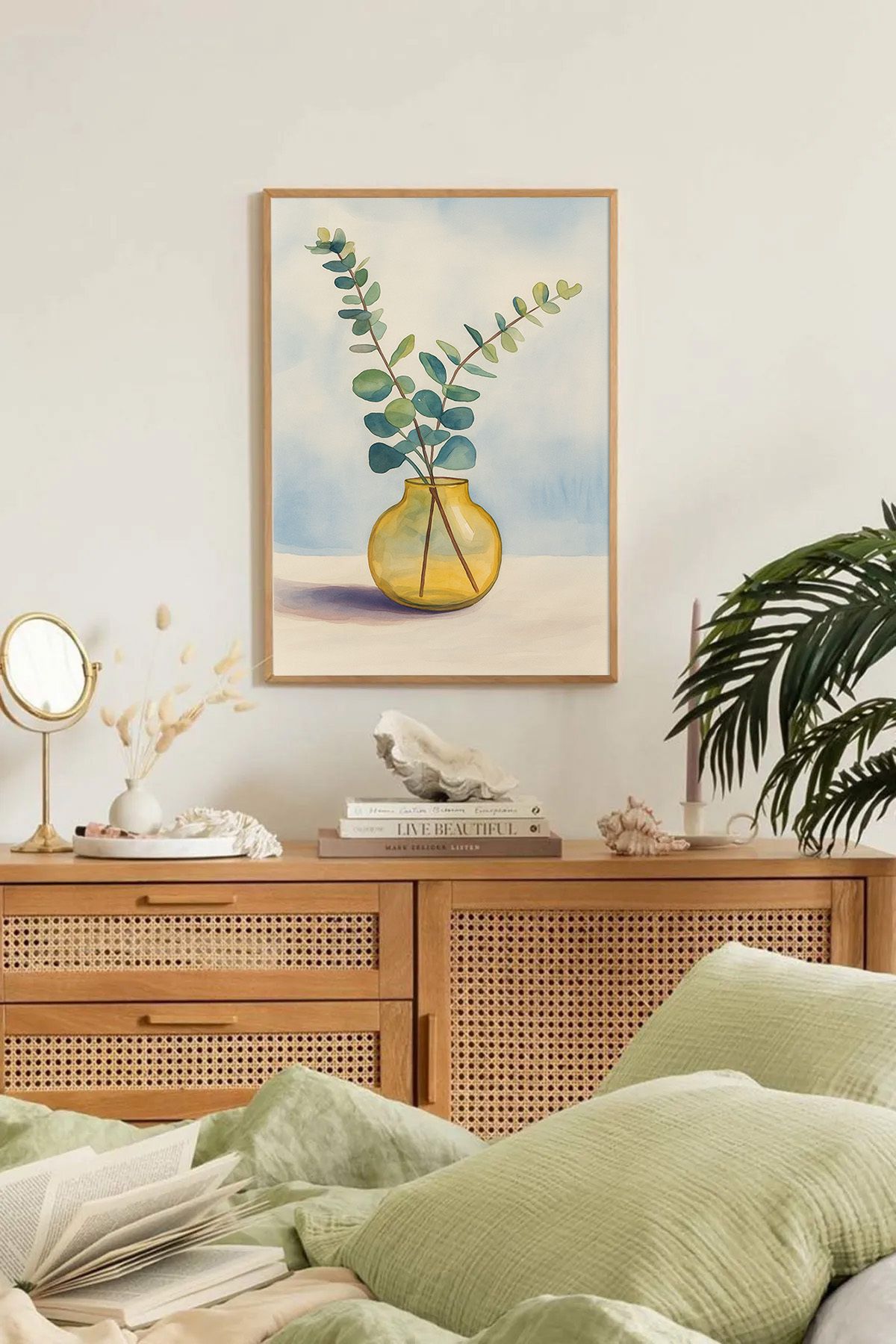 Dekorsiahome Tek Parça Ahşap Çerçeveli Oturma Odası Salon Mutfak Tablo TK0188