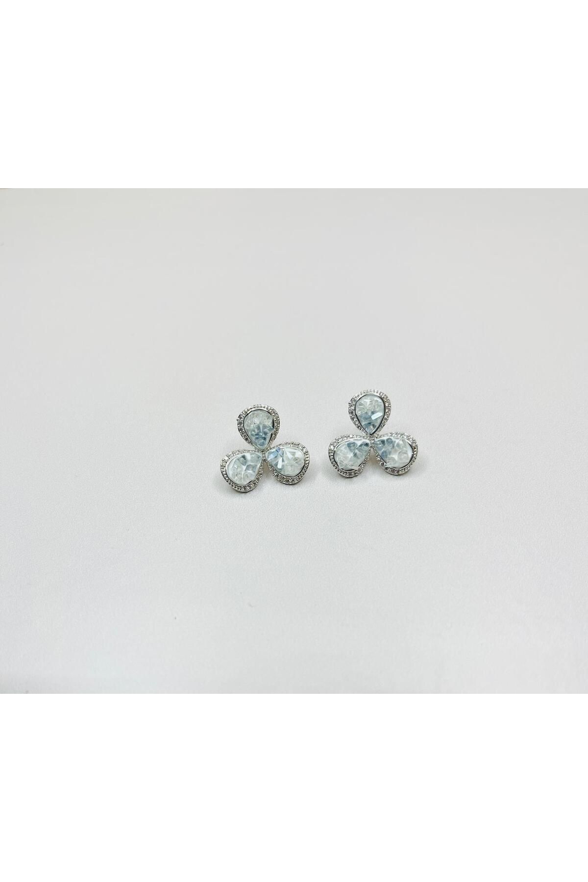 ASİN ACCESSORİES Taşlı Çiçek Küpe - VİP Küpe