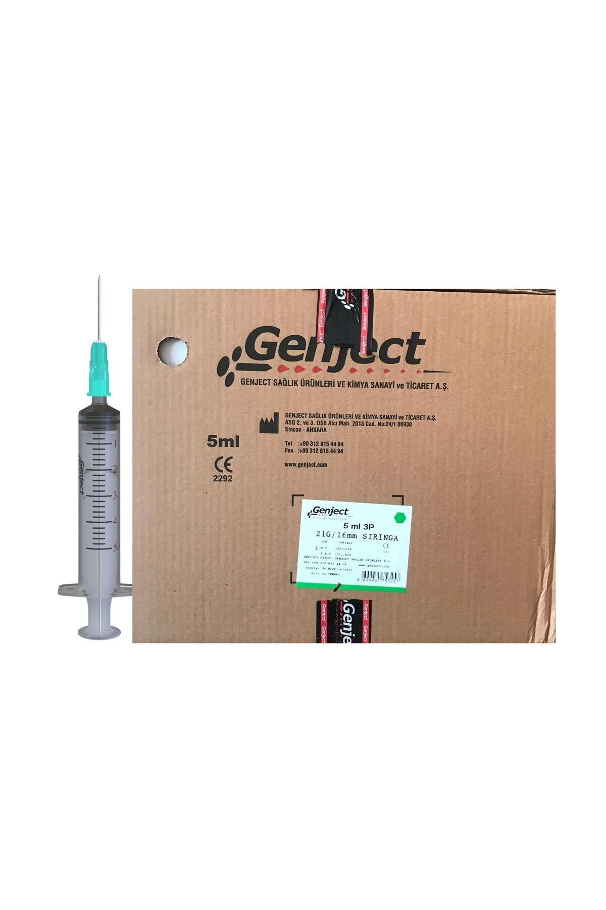 Genject - 5ML 3PARÇA YEŞİL KISA İĞNELİ ENJEKTÖR - 1000 ADET