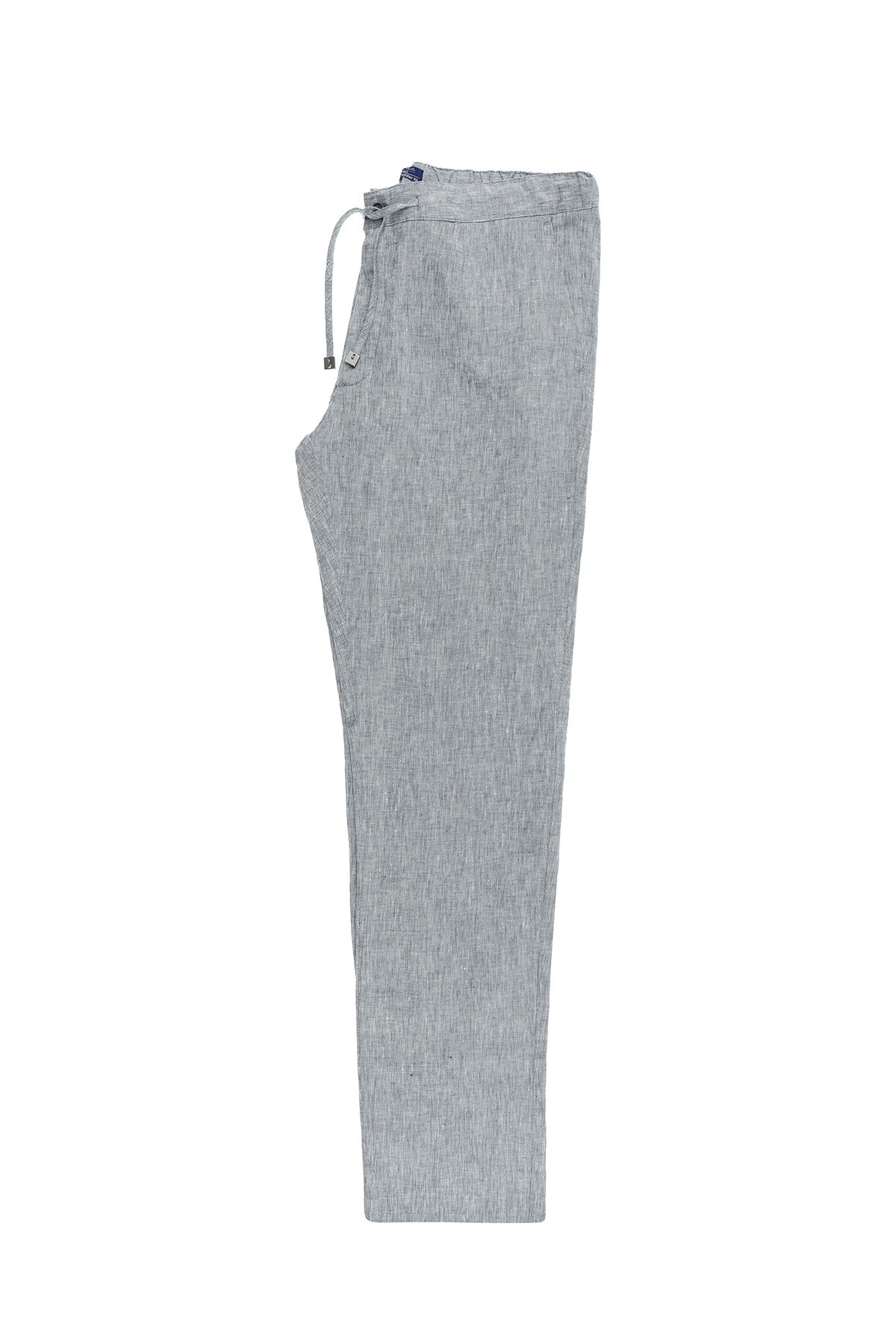 Kiğılı Regular Fit Beli Lastikli İpli Keten Pantolon