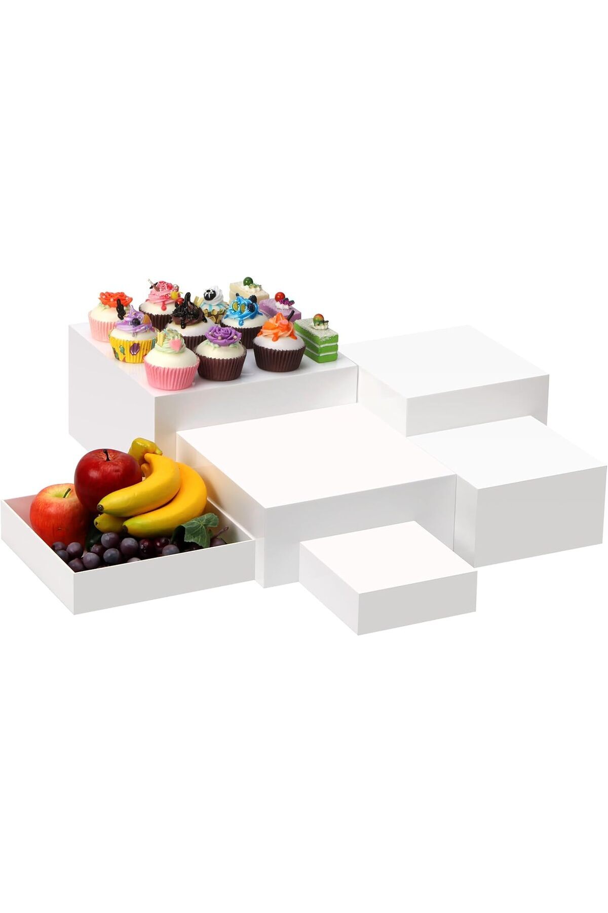 Generic-6 Pack Acrylic Display Boxes Cube Riser, Food Display Stands for Party Buffet Risers 1