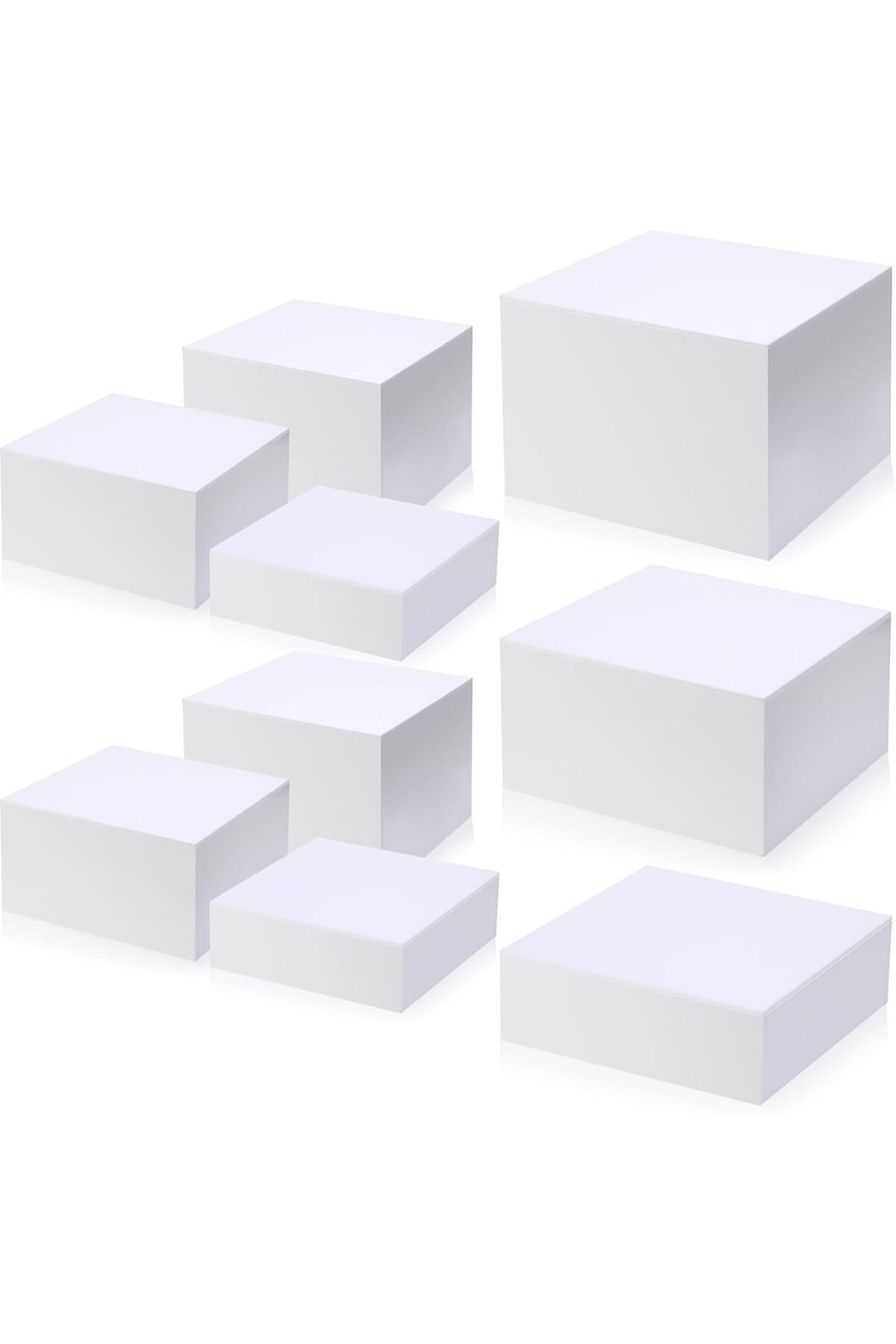 Generic-9 Pcs Acrylic Buffet Risers Display Box Cube Display Riser 5 Sided for Display with Hollow Bottoms 1