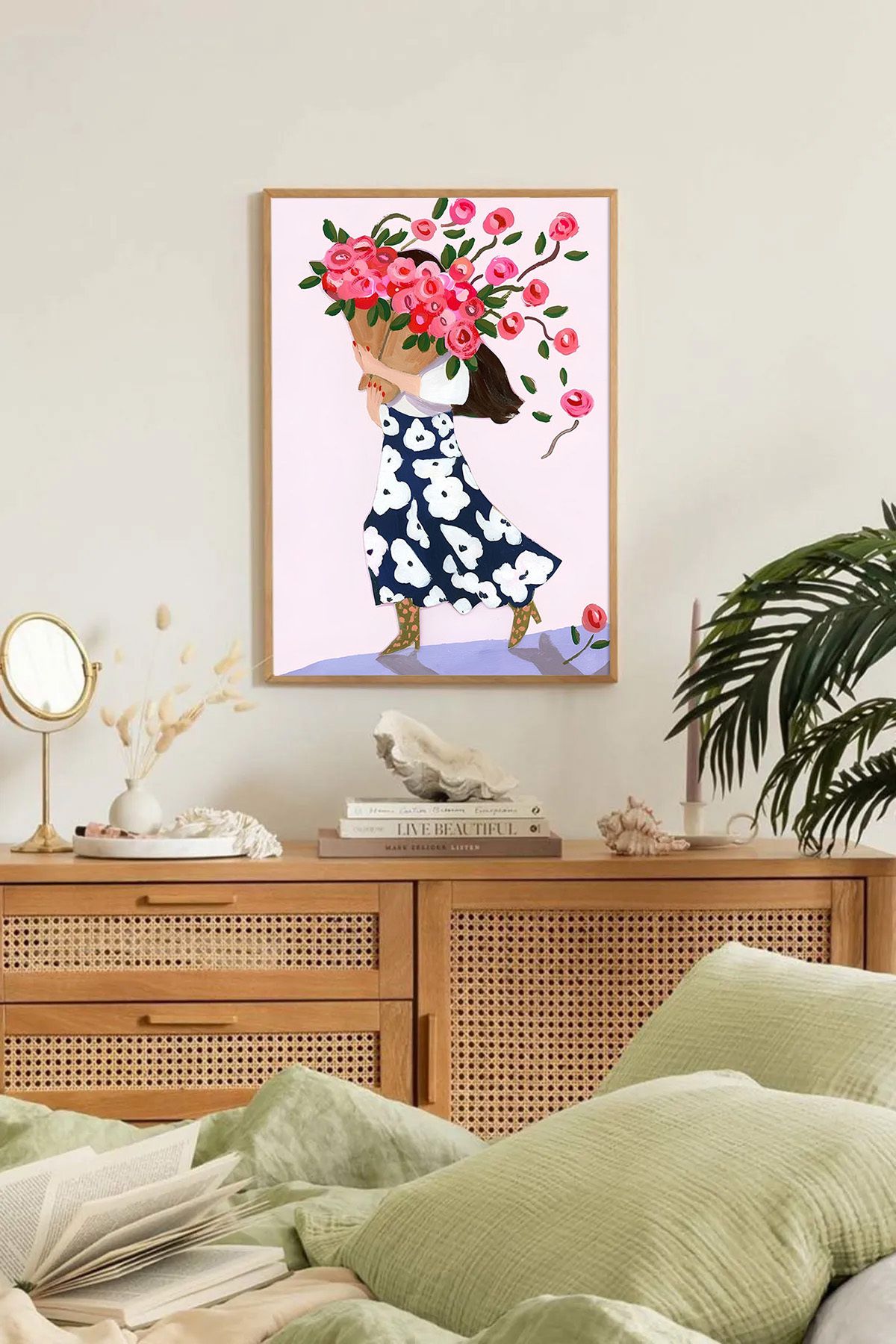 Dekorsiahome Tek Parça Ahşap Çerçeveli Oturma Odası Salon Mutfak Tablo TK0152