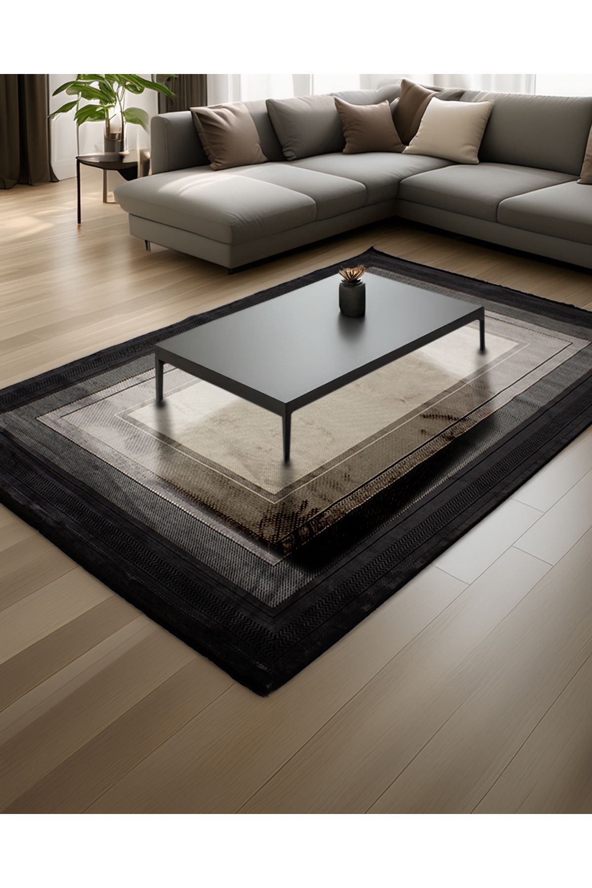 akbel halı & yatak exclusive home design DİLEK SERRA 0725A SİYAH SALON HALISI