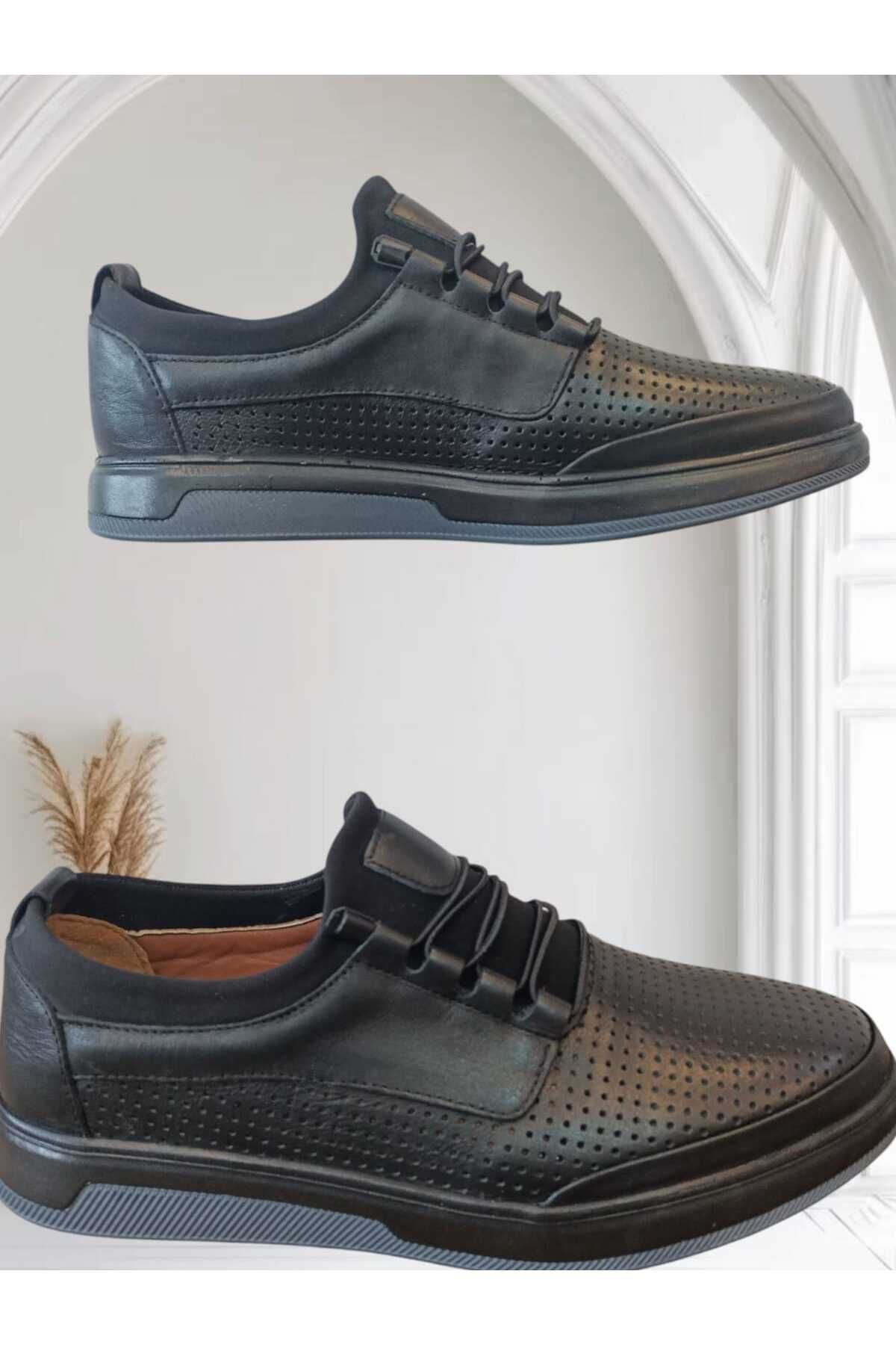 oktay kundura DELİKLİ DERİ HAVA ALAN YAZLIK ORTOPEDİK SPOR CASUAL SNEAKER AYAKKABI