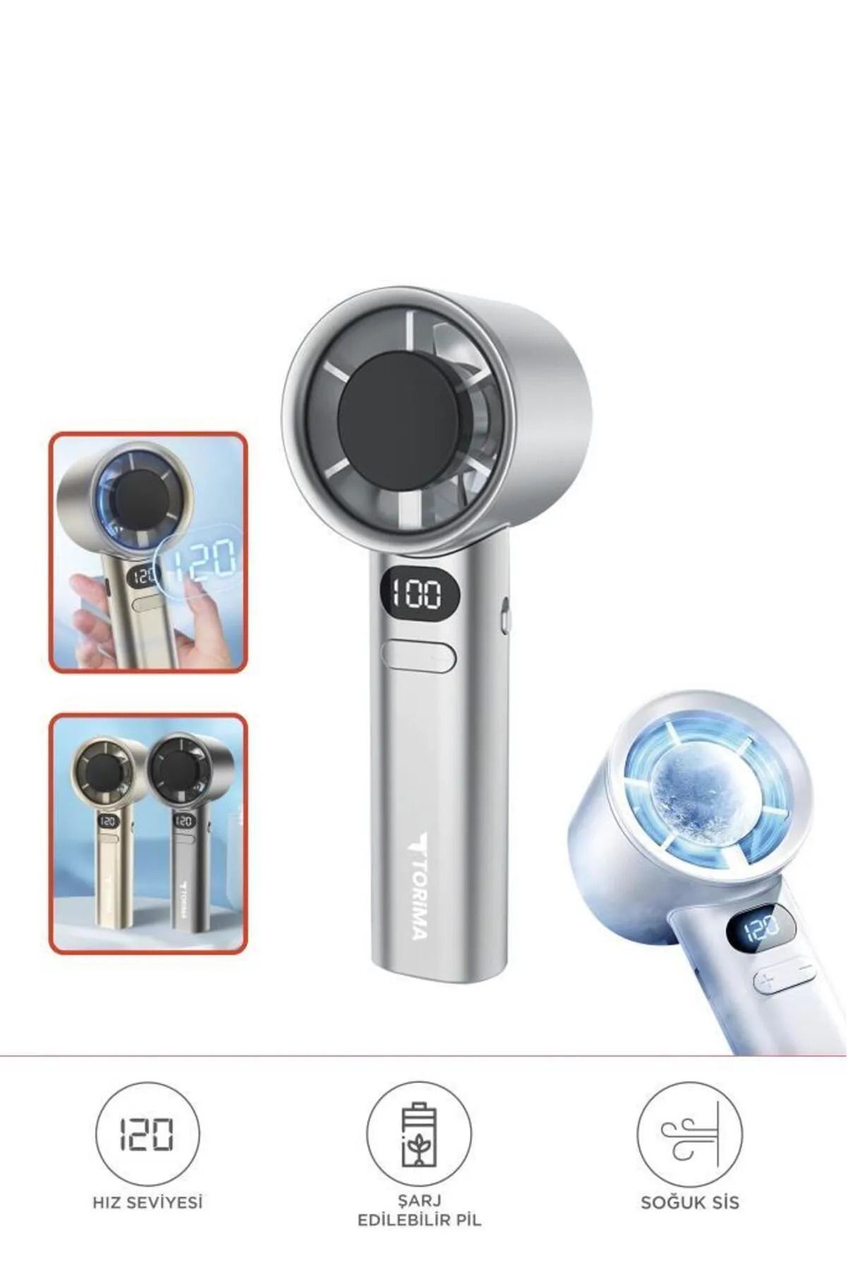 MASLİNG Dijital Ekranlı El fanı Masa fanı 120 Hız Ayarlı Taşınabilir Mini Fan vantilatör MAS-82