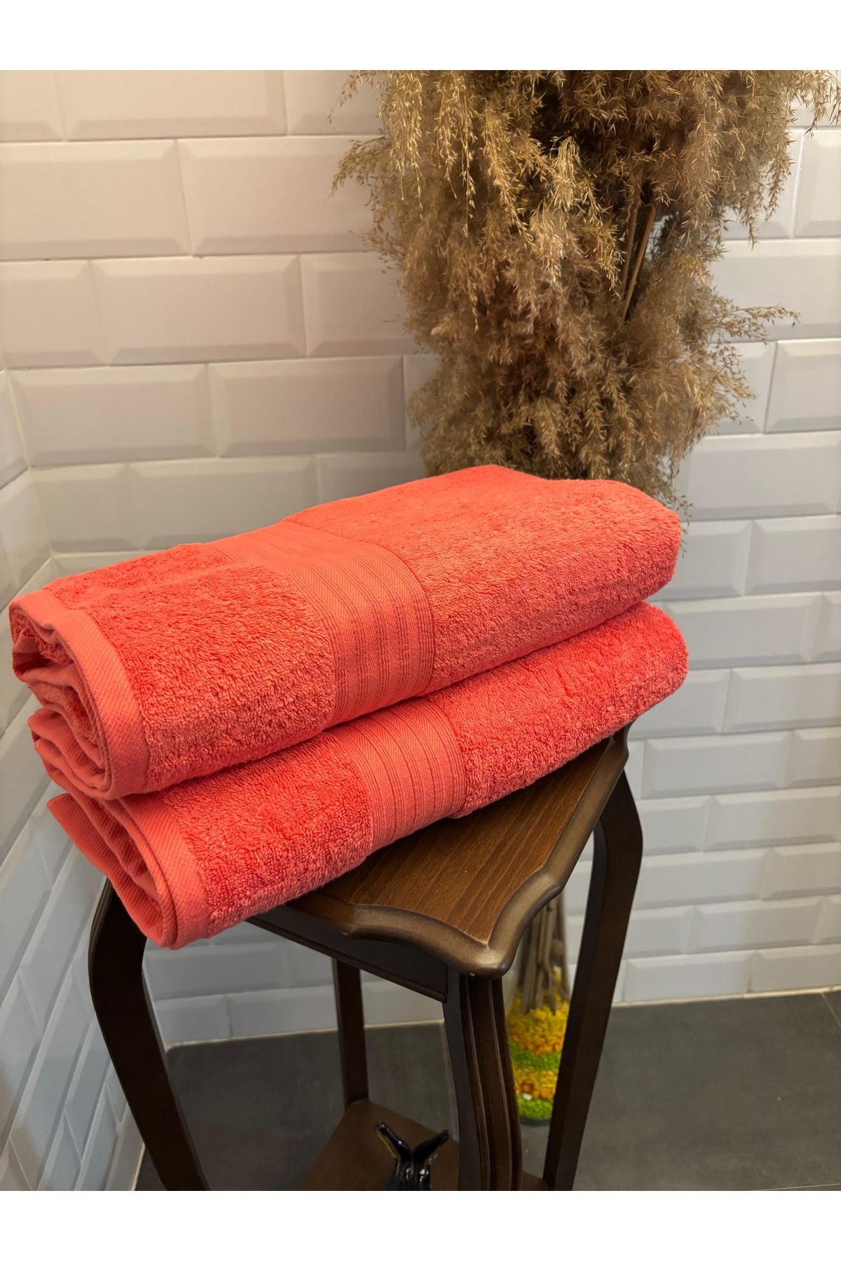 Explore Home , Cotton, Banyo, Havlusu - Nar Çiçeği Rengi (Lif Hediyeli)