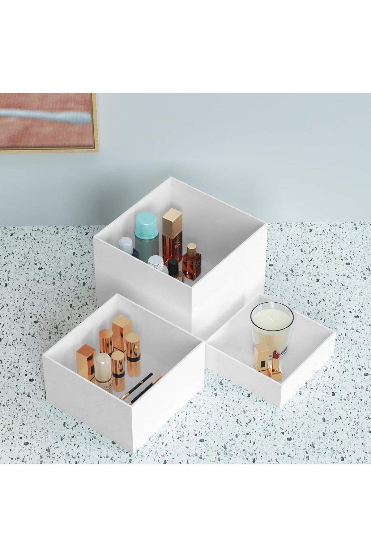 Generic-6PCS Acrylic Cube Nesting Table Risers Display Stand Set with Hollow Bottoms, 8''x9''x10'' 4