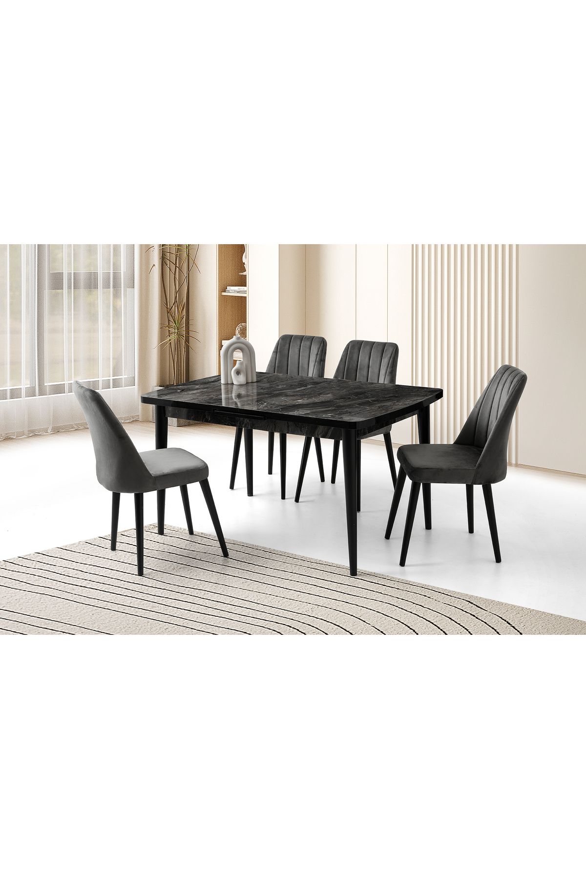 Levent Mobilya Aksesuar PESCA MASA, LİRA SANDALYE, SİYAH, 130x80