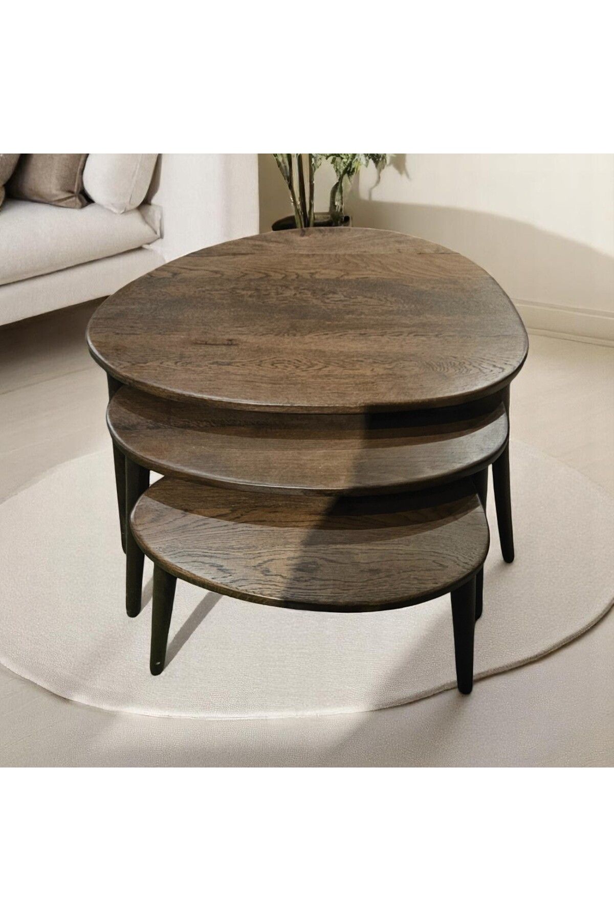 Home agaç zigon sehpa Doğal %100 Ceviz ve Meşe / 3lü Zigon sehpa / Meşe Zigon Zehpa / Ceviz Zigon Sehpa