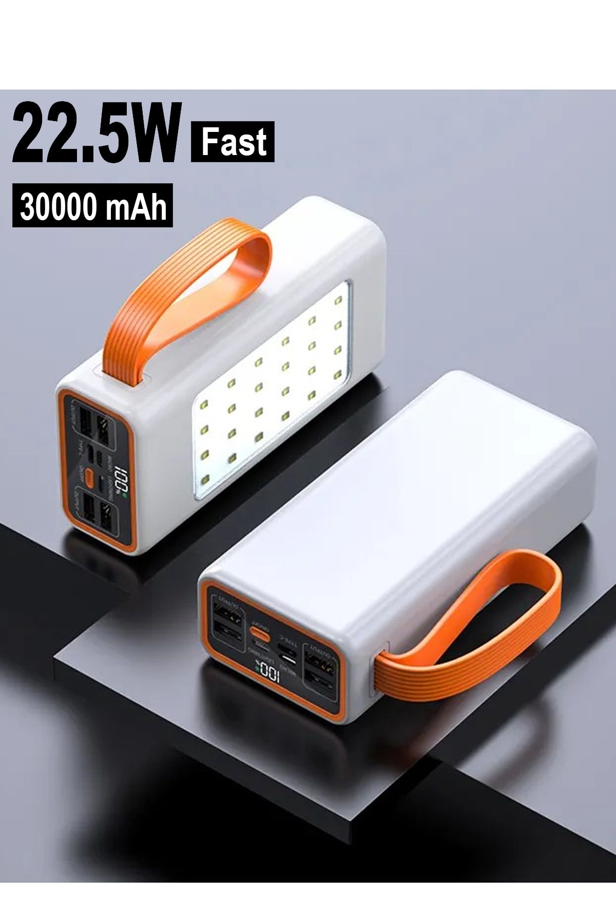 The Wlue 30000 Mah Hızlı Şarj Powerbank / PD 22.5W / Dijital Göstergeli / Fenerli / Kamp Powerbank