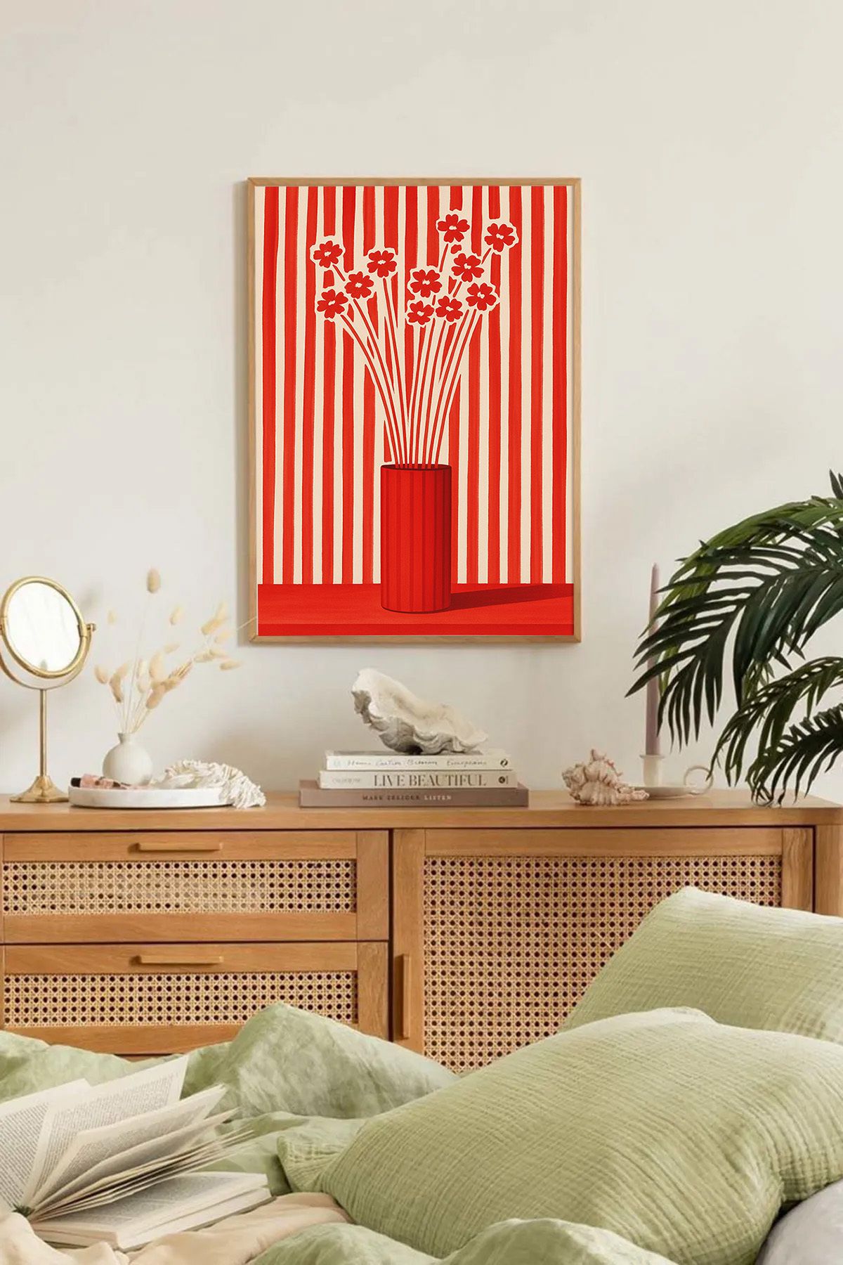 Dekorsiahome Tek Parça Ahşap Çerçeveli Oturma Odası Salon Mutfak Tablo TK0162