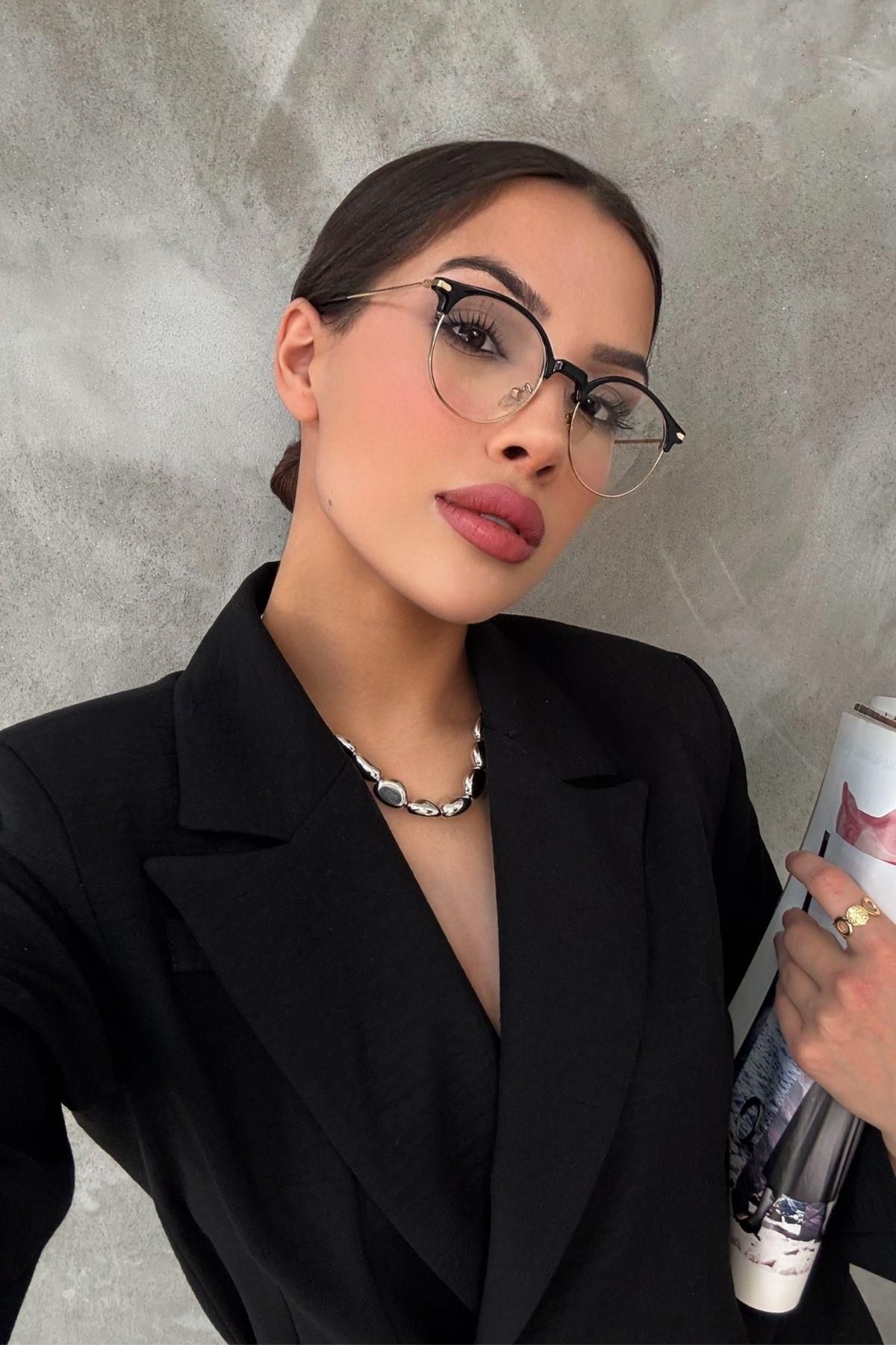 FALAN EYEWEAR Gryer Kadın Blue Block Gözlük gold siyah