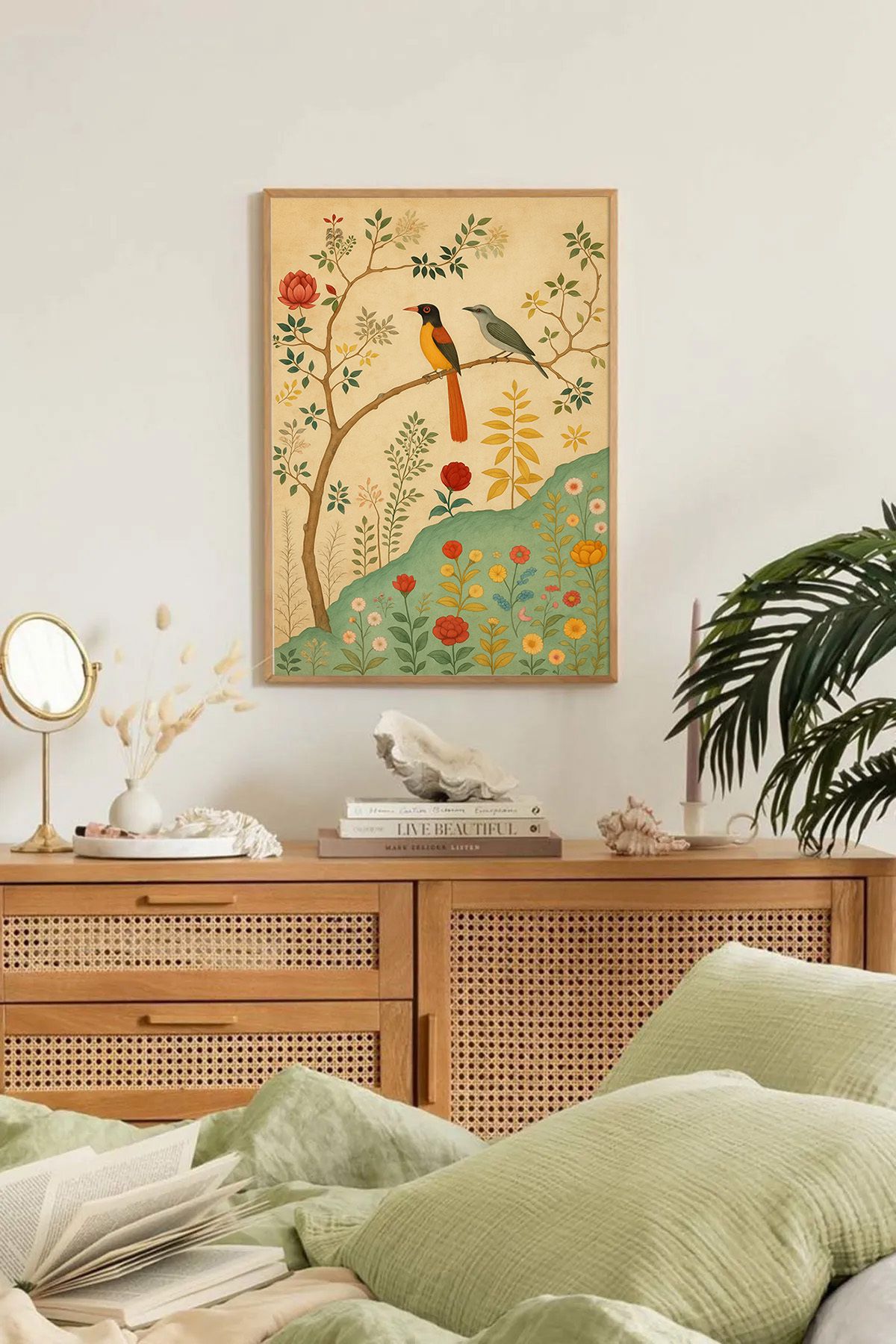 Dekorsiahome Tek Parça Ahşap Çerçeveli Oturma Odası Salon Mutfak Tablo TK0179