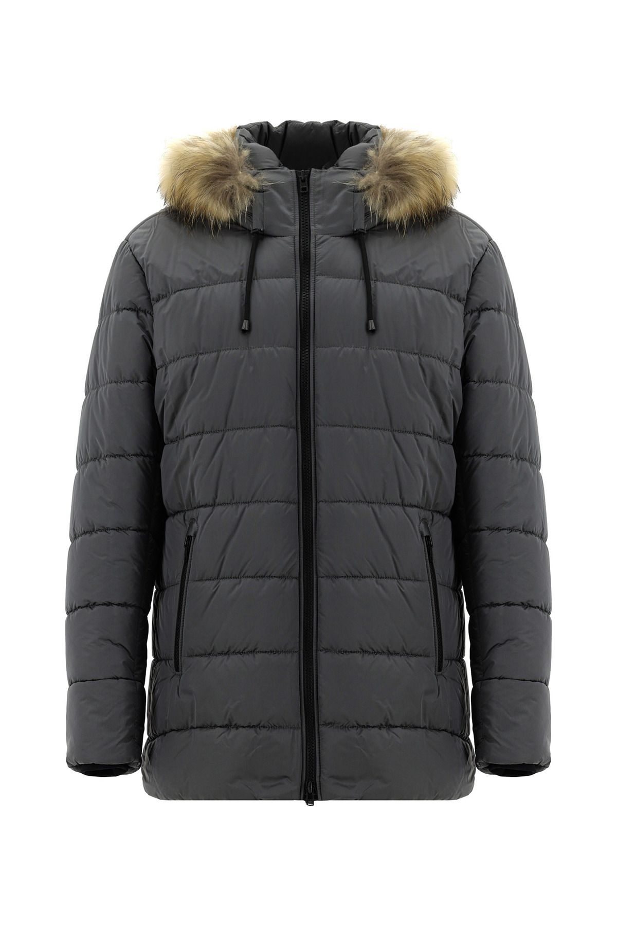 Kiğılı Slim Fit Dar Kesim Kapüşonlu Spor Kaban