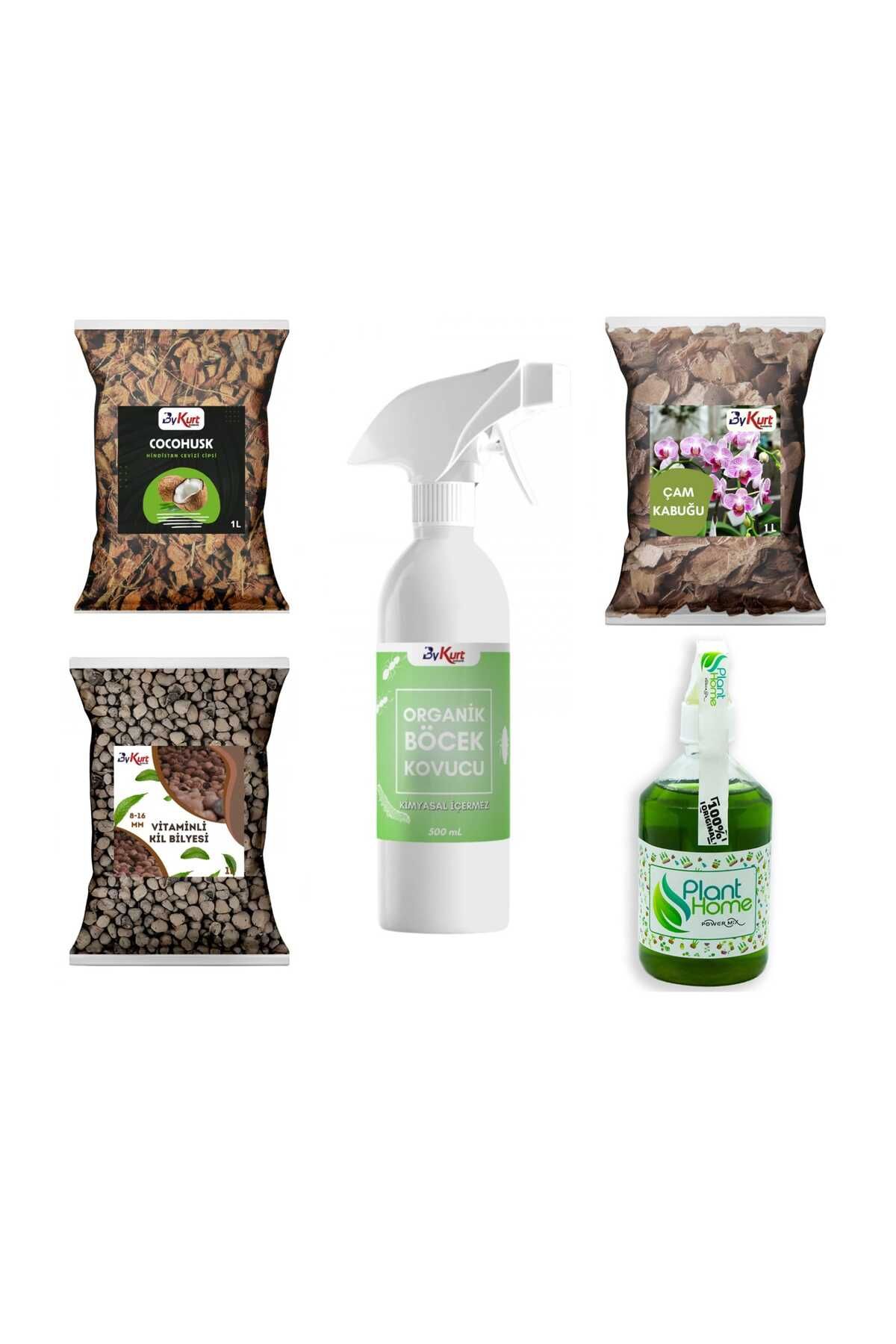 ByKurt Planthome PowerMix Orkide Bakım Seti 5’li Besin - Böcek Kovucu - Çam Kabuğu - Kil - Coco Husk